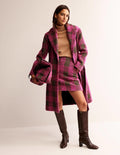 Wickelmantel aus Wolle-Pink Boucle Karo