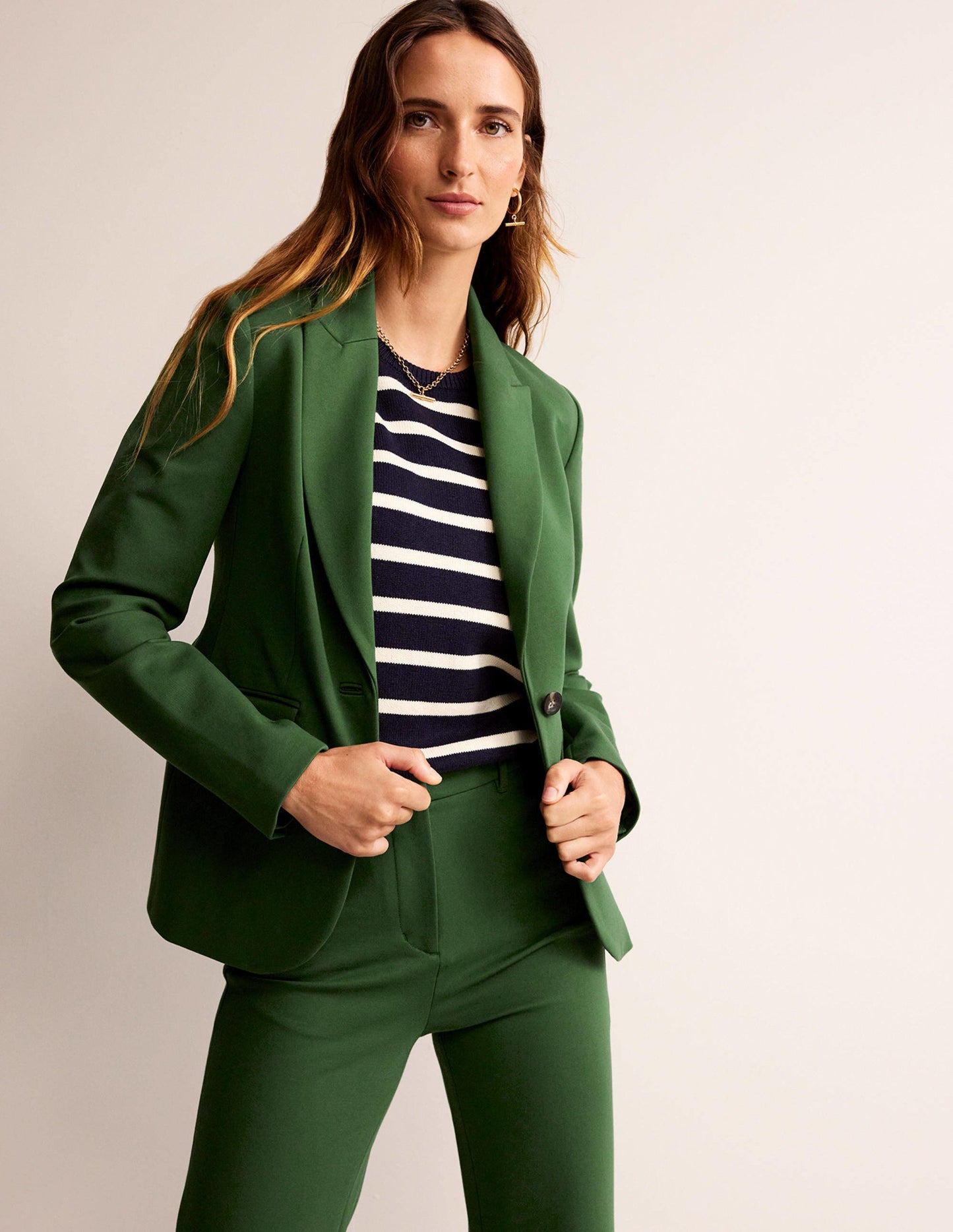 Marylebone Ponte Blazer-Winter Green