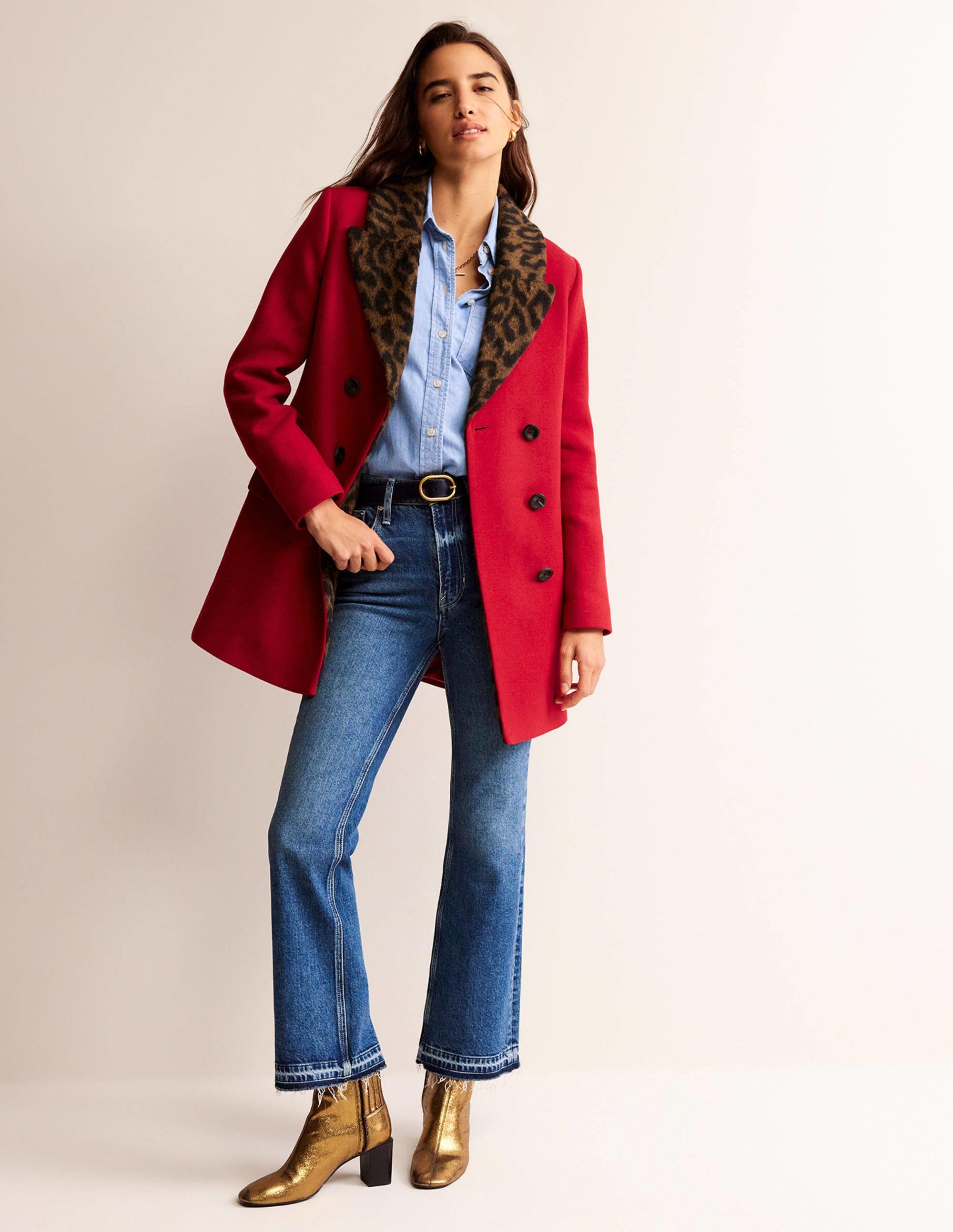 Double-Breasted Wool Coat-Brilliant Red - Image 1