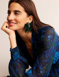 Boucles d'oreilles de fête à nœud-Vert Chatsworth