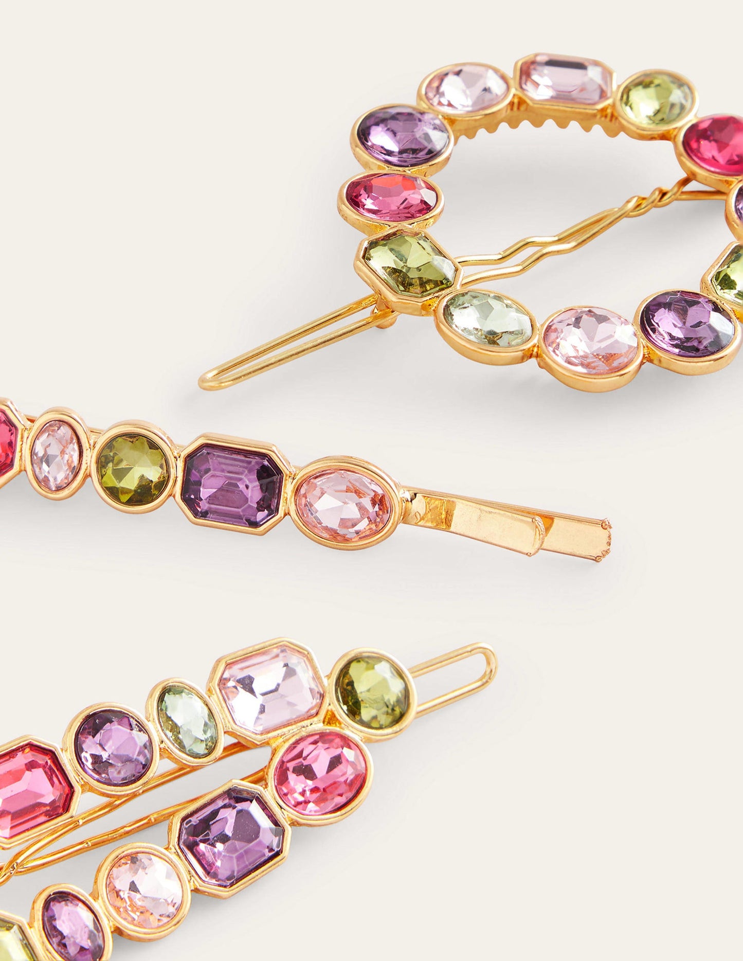 Haarspangen mit Schmucksteinen-Bunt Rosa