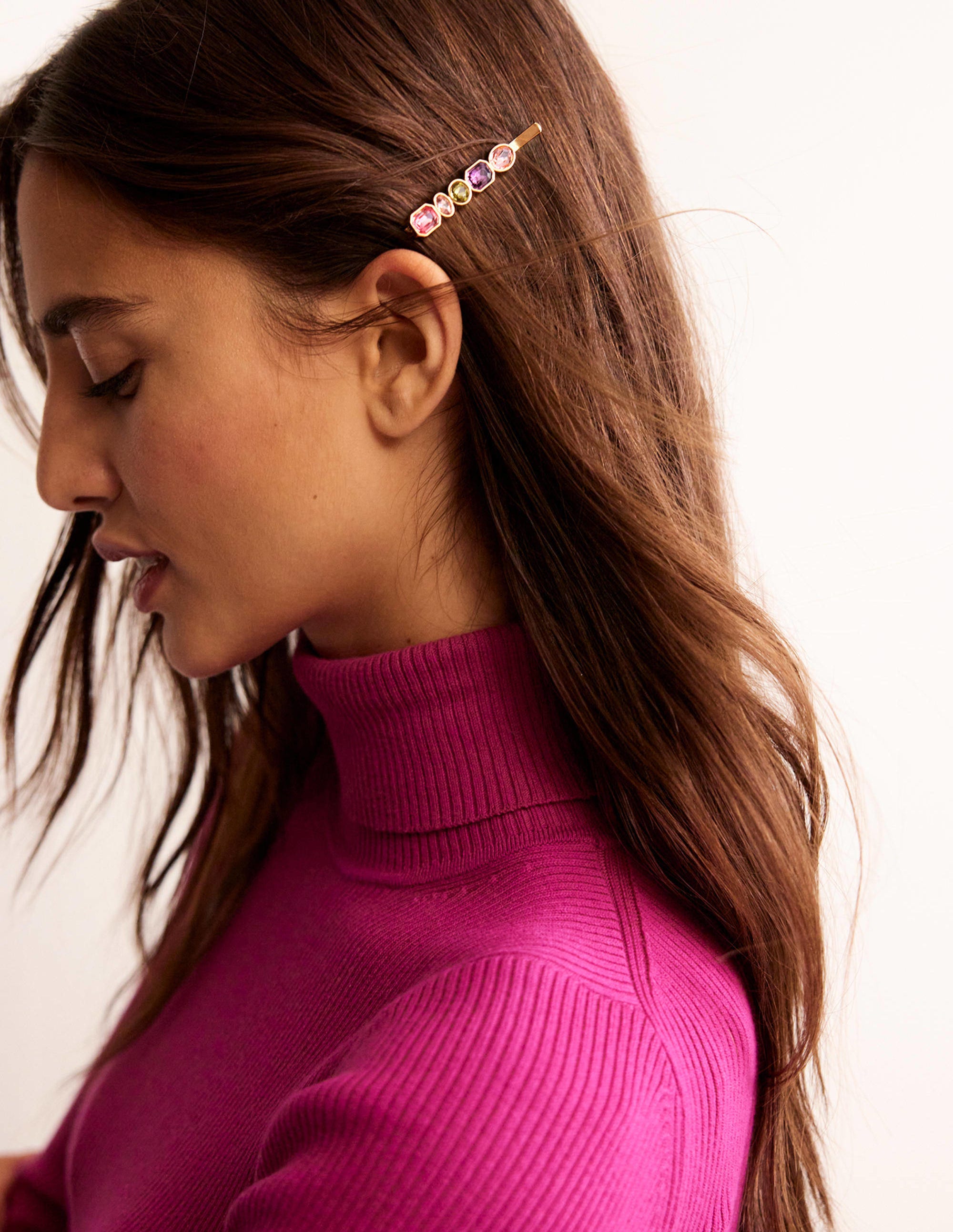 Haarspangen mit Schmucksteinen-Bunt Rosa - Image 1