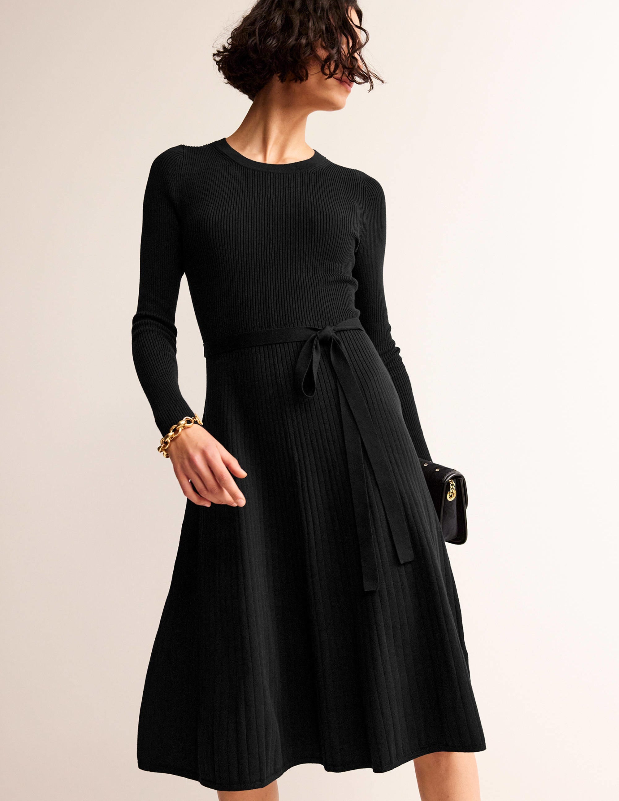 Lola Knitted Midi Dress-Black - Image 2