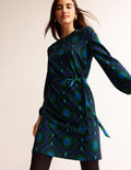 Robe droite Violet en point de Rome-Noir, motif Artizian Geo