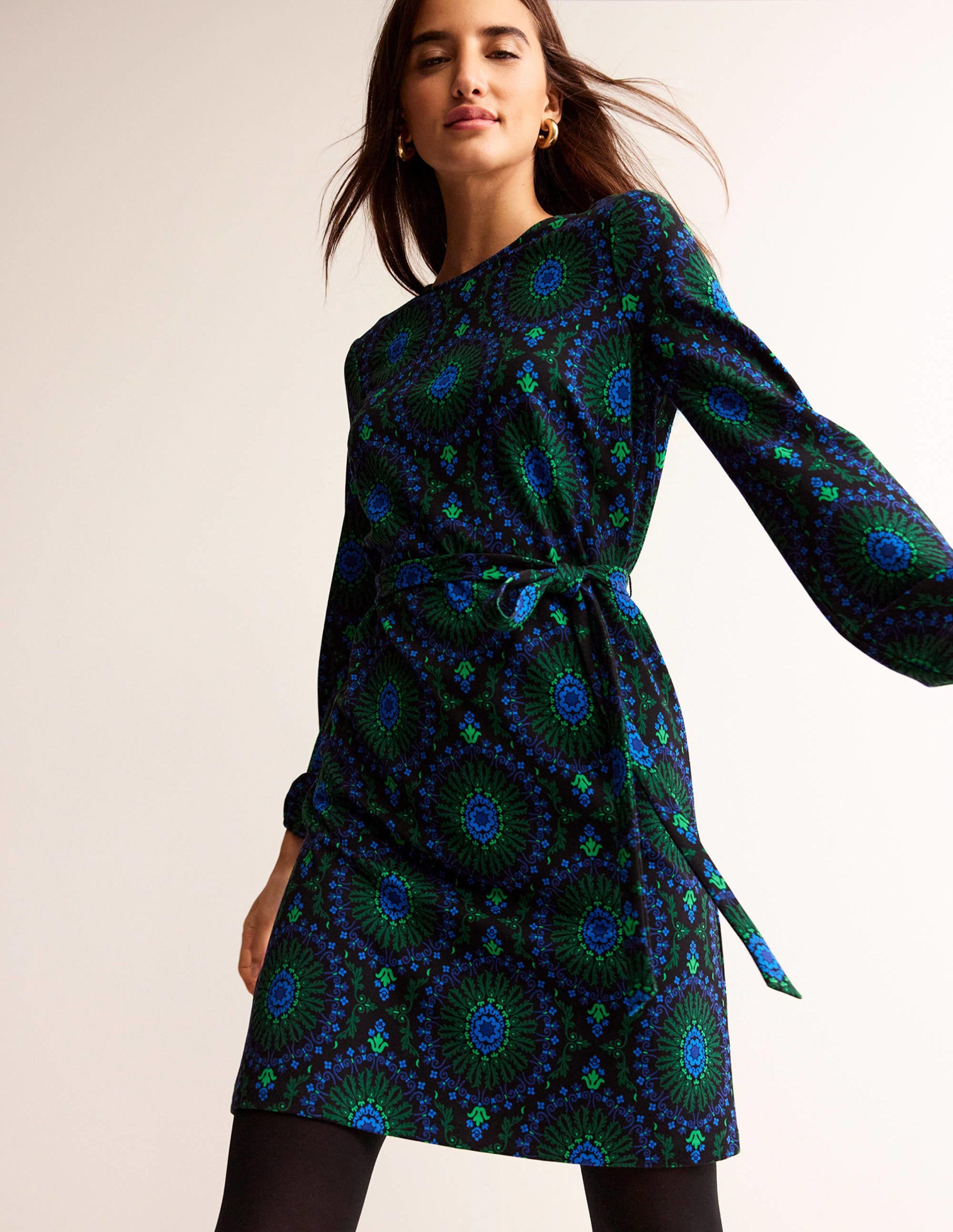 Robe droite Violet en point de Rome-Noir, motif Artizian Geo - Image 1