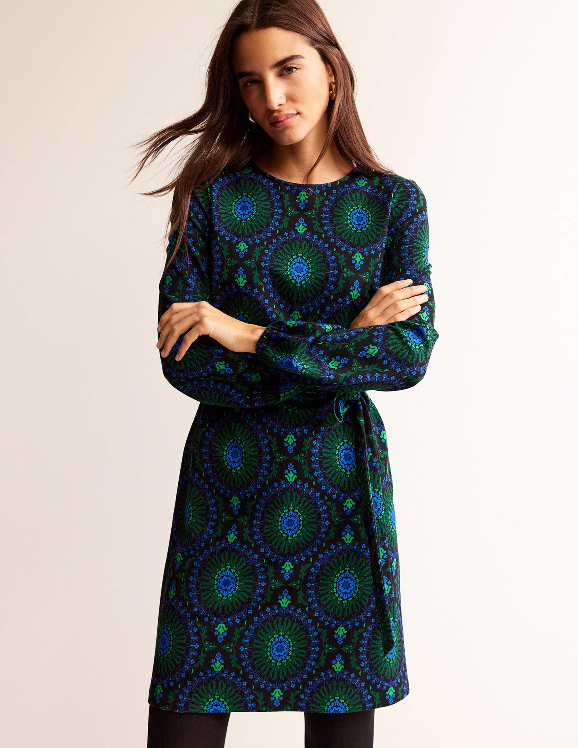 Robe droite Violet en point de Rome-Noir, motif Artizian Geo-4