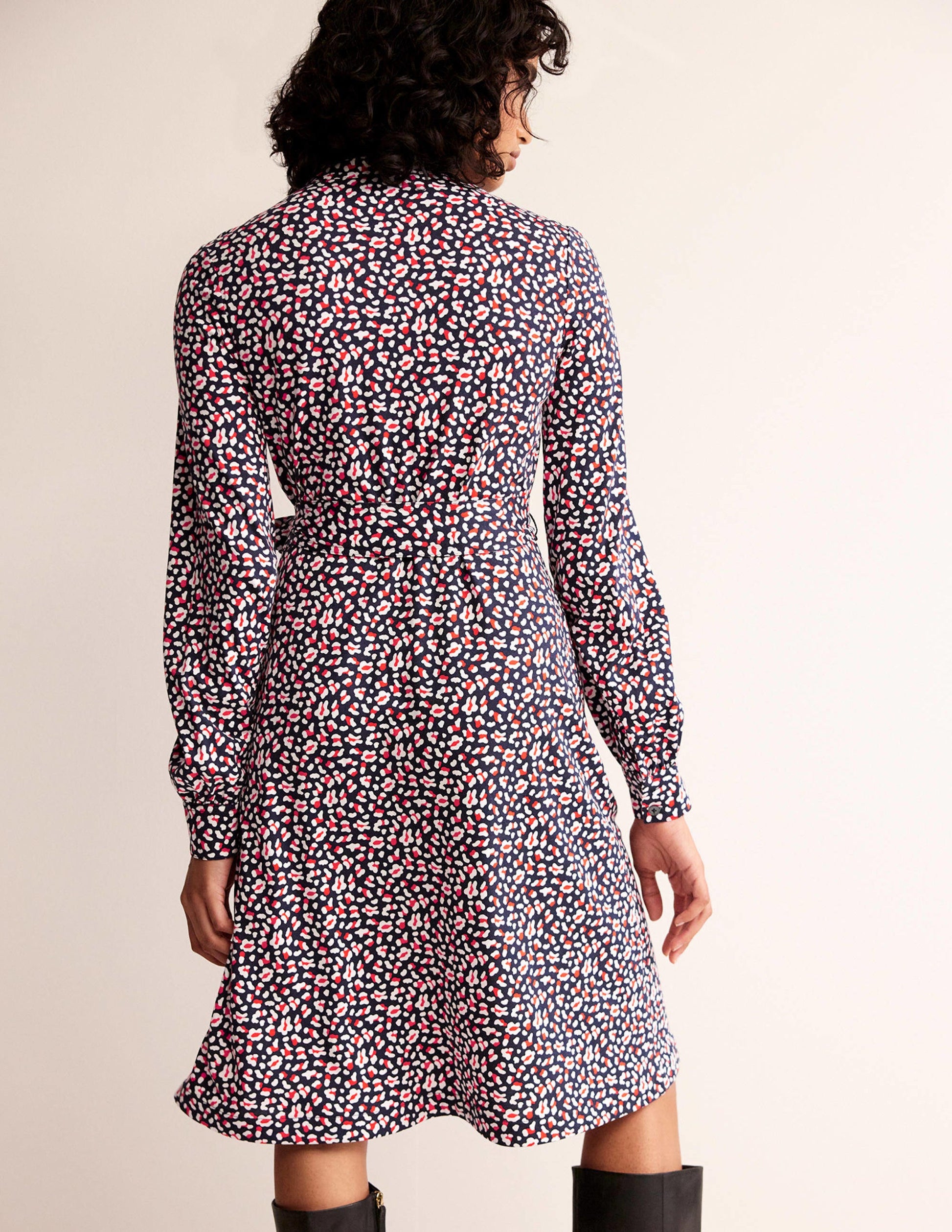 Julia Hemdblusenkleid aus Jersey-Französches Marineblau, Tiermuster-3