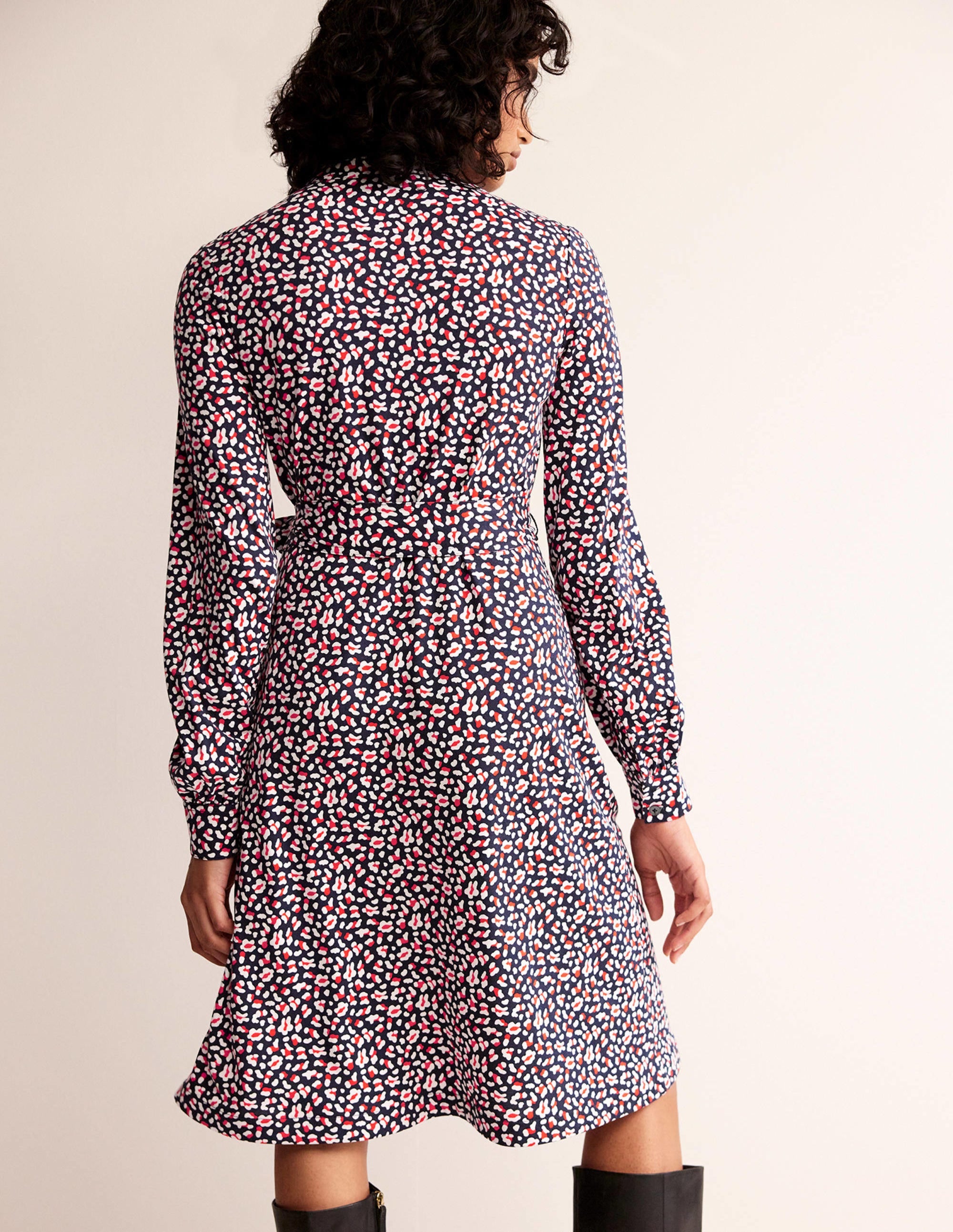 Julia Hemdblusenkleid aus Jersey-Französches Marineblau, Tiermuster - Image 3
