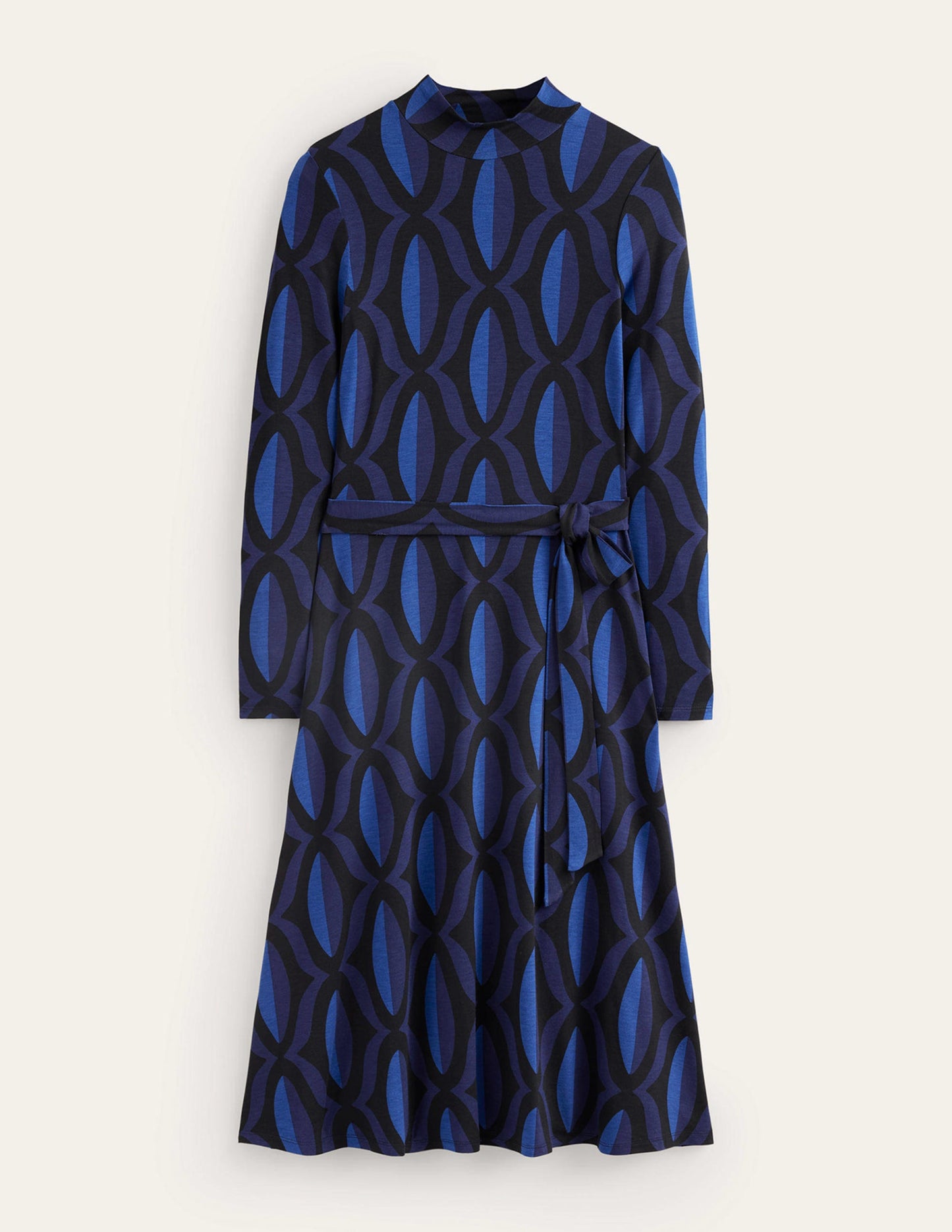 Alberta Midikleid aus Jersey-Saphirblau, Geo Valley