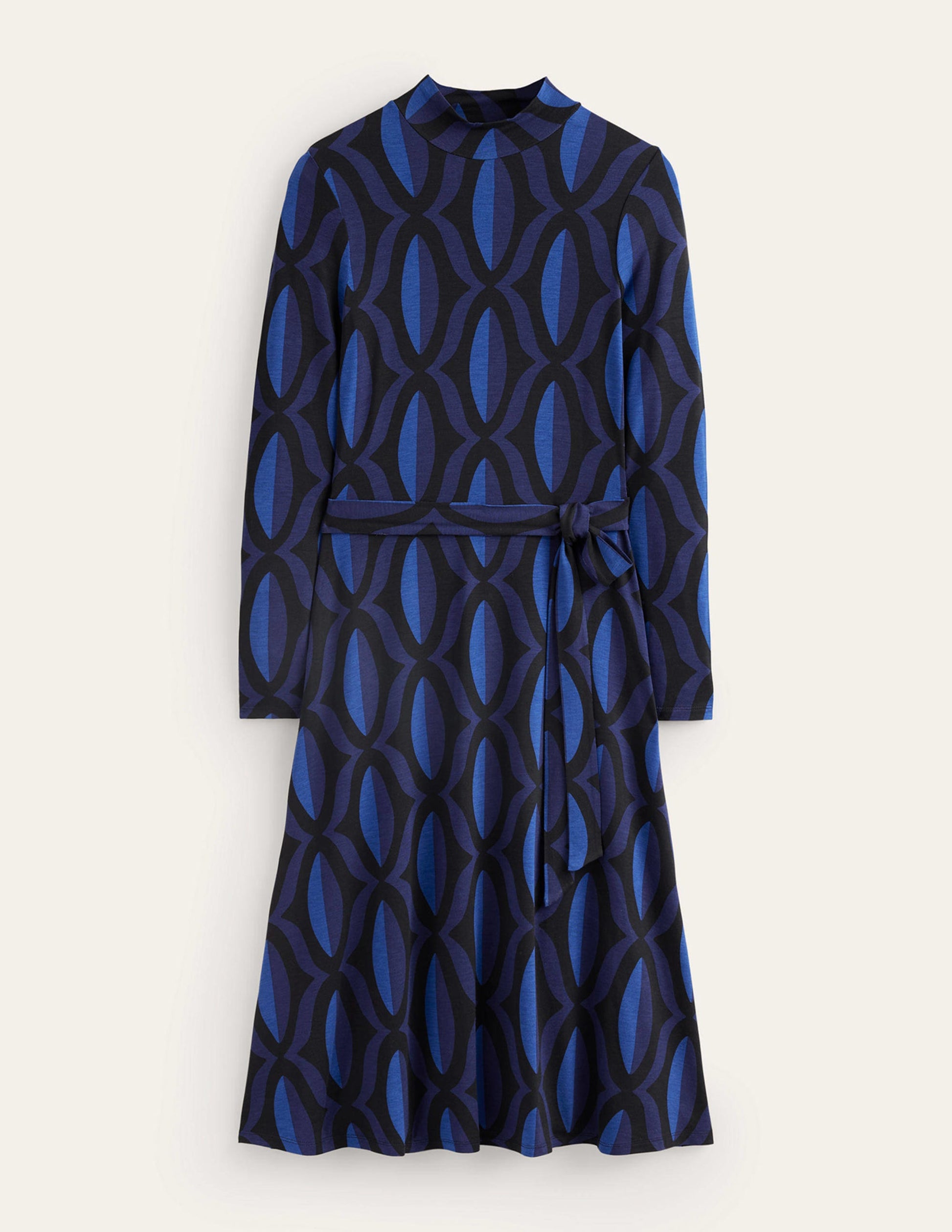 Alberta Midikleid aus Jersey-Saphirblau, Geo Valley-5