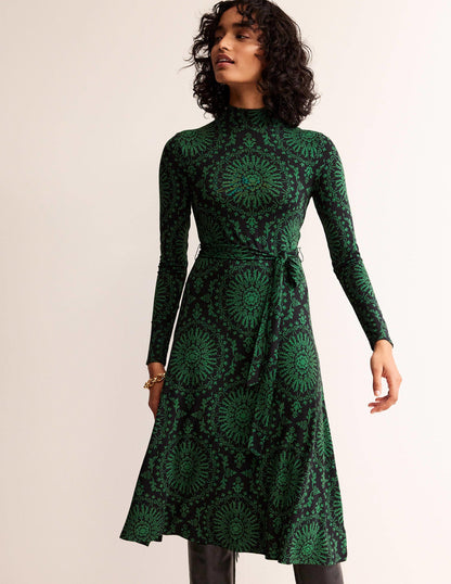 Alberta Midikleid aus Jersey-Amazonasgrün, Artizan Geo-2