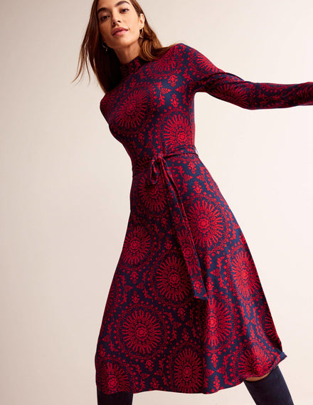 Alberta Midikleid aus Jersey-Leuchtendes Rot, Artizian Geo