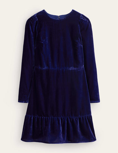 Kurzes Samtkleid-Saphirblau