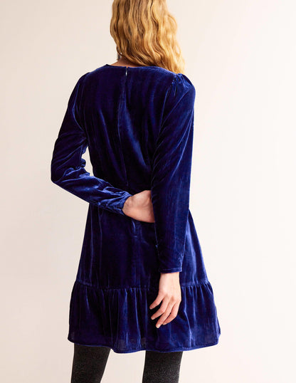 Kurzes Samtkleid-Saphirblau