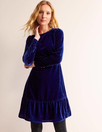 Kurzes Samtkleid-Saphirblau