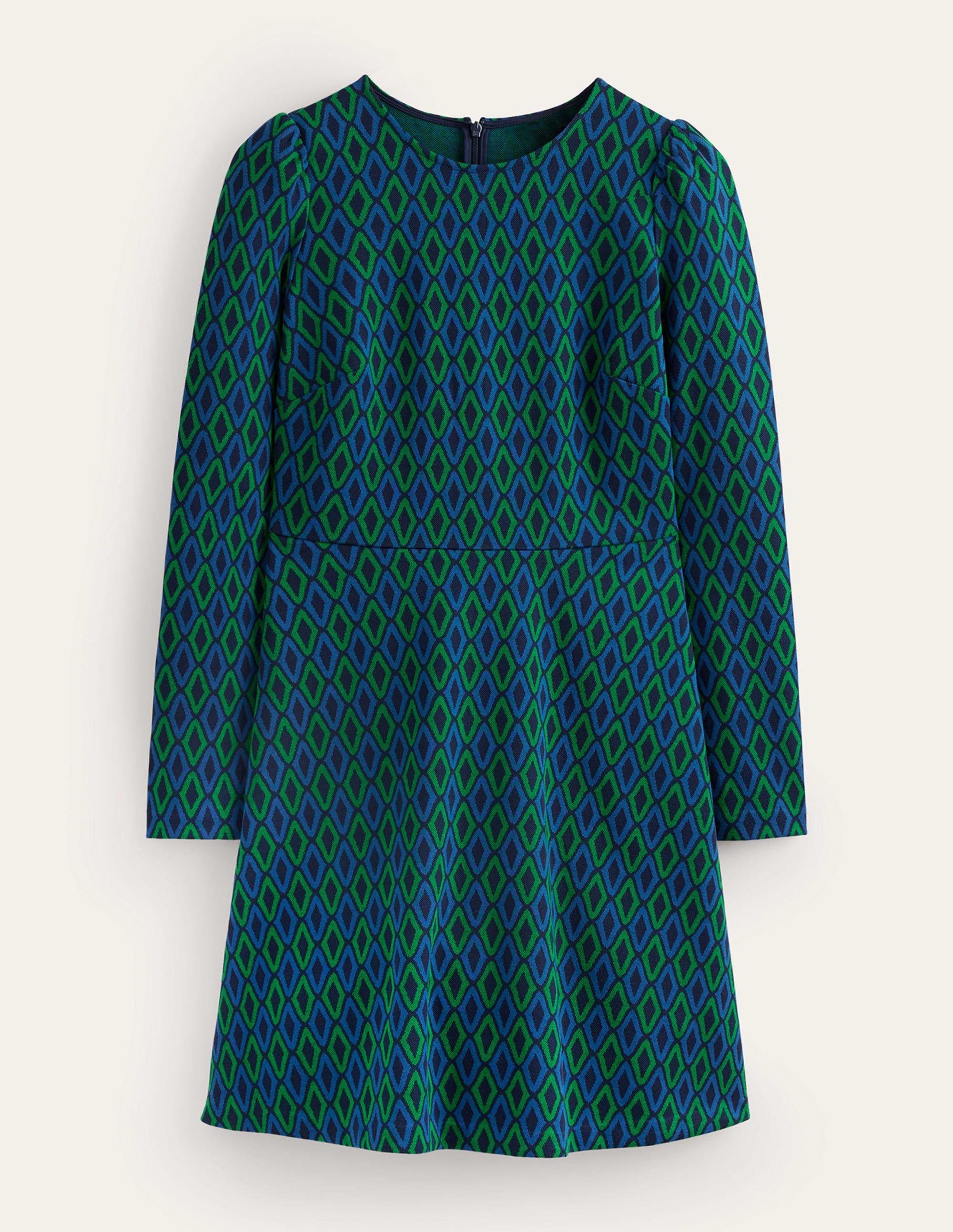 Kurzes A-Linien-Kleid aus Jacquard-Atlantikblau, Azurblau Jacquard - Image 6
