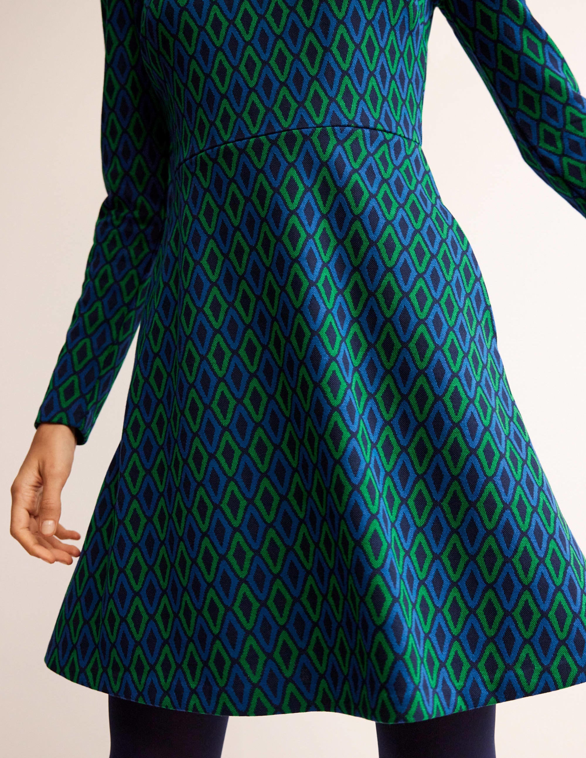 Kurzes A-Linien-Kleid aus Jacquard-Atlantikblau, Azurblau Jacquard - Image 2