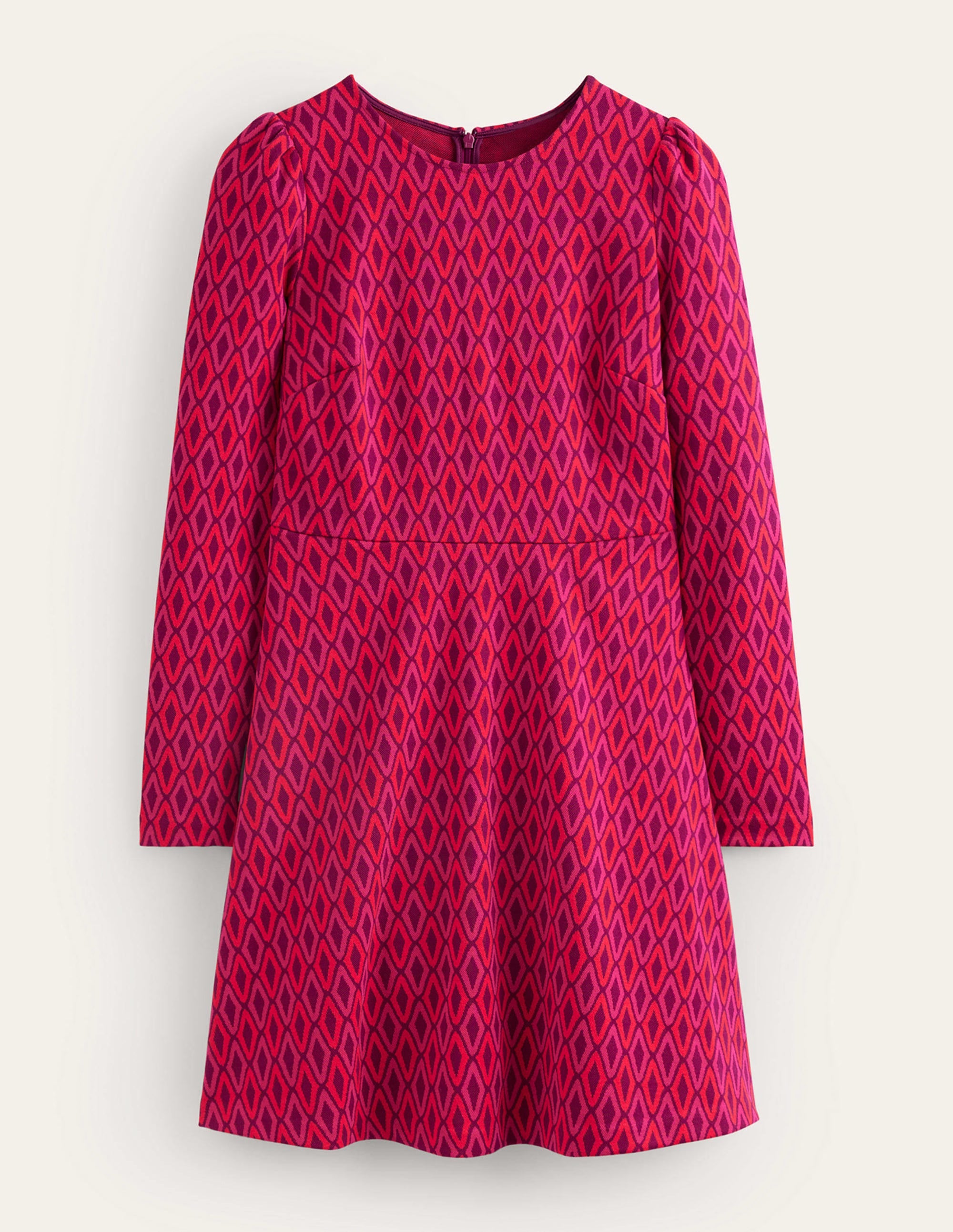 Kurzes A-Linien-Kleid aus Jacquard-Kräftiges Rosa, Azurblau Jacquard - Image 5