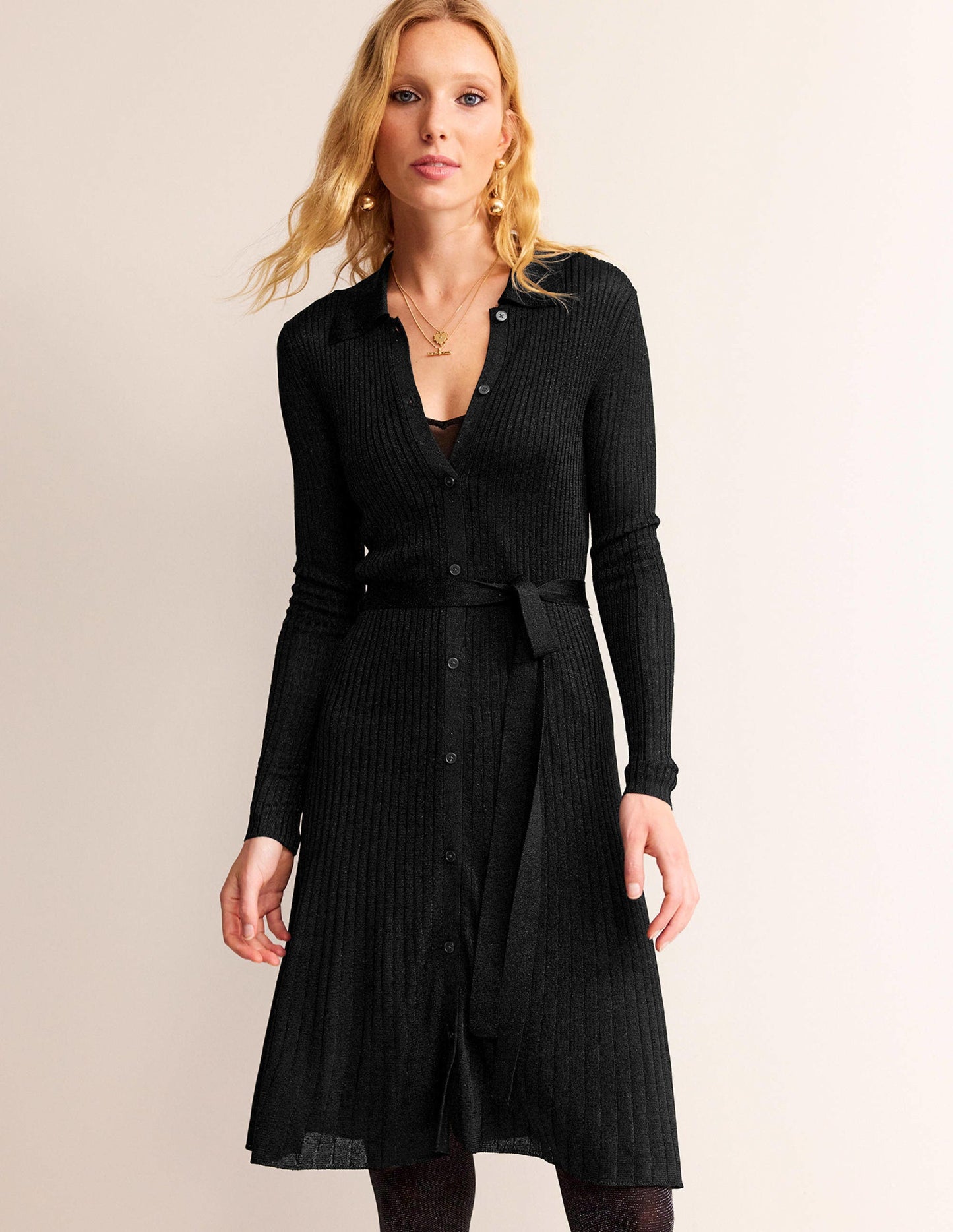 Faye Glitzerndes Strickkleid-Schwarz