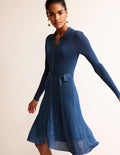 Robe Faye étincelante en maille-Bleu Atlantique