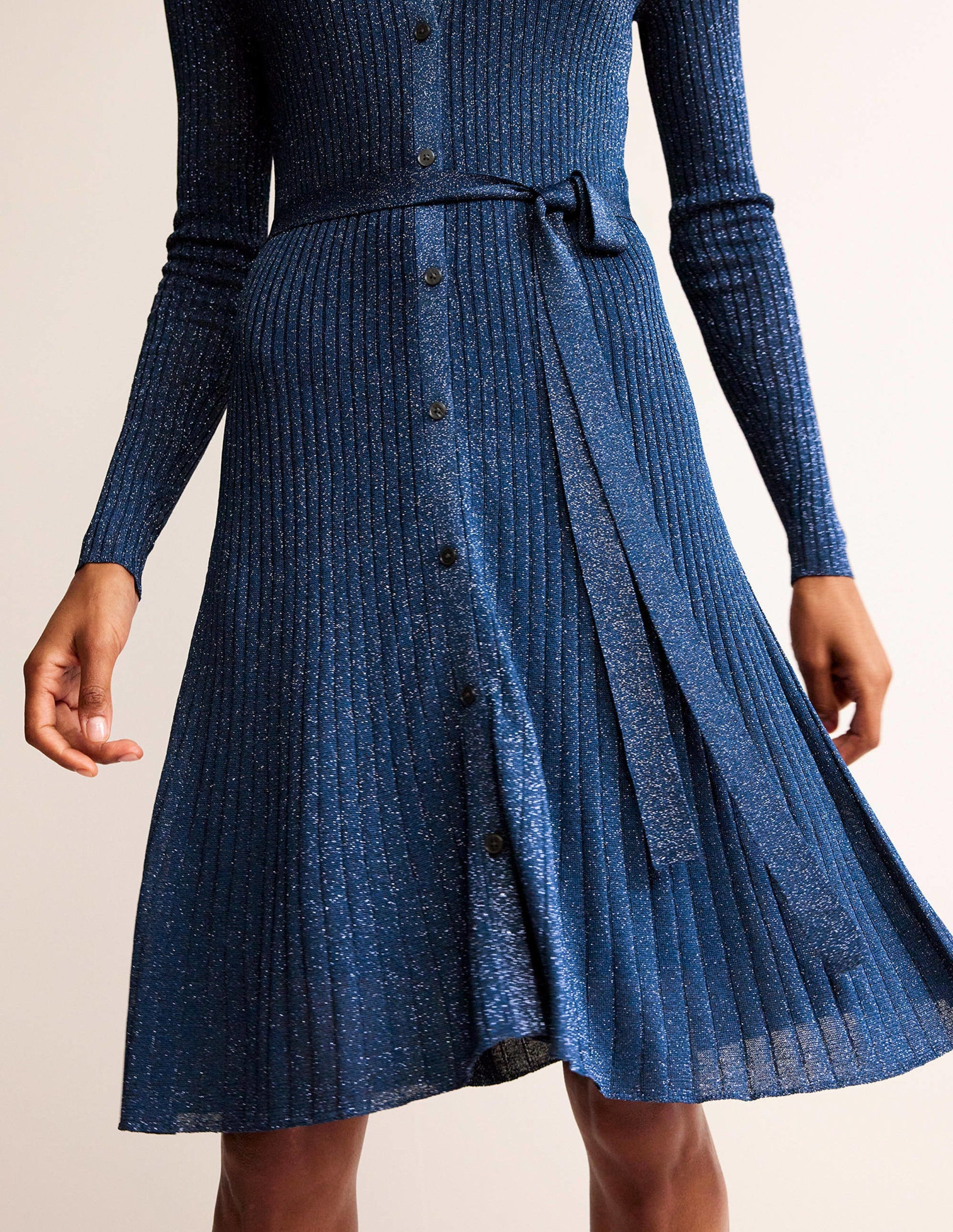 Robe Faye étincelante en maille-Bleu Atlantique-2