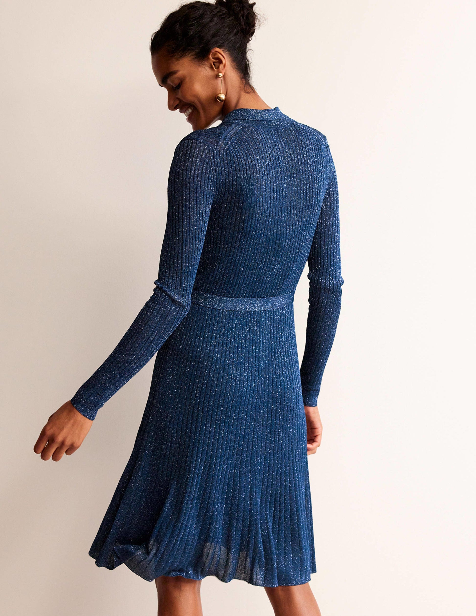 Robe Faye étincelante en maille-Bleu Atlantique-3
