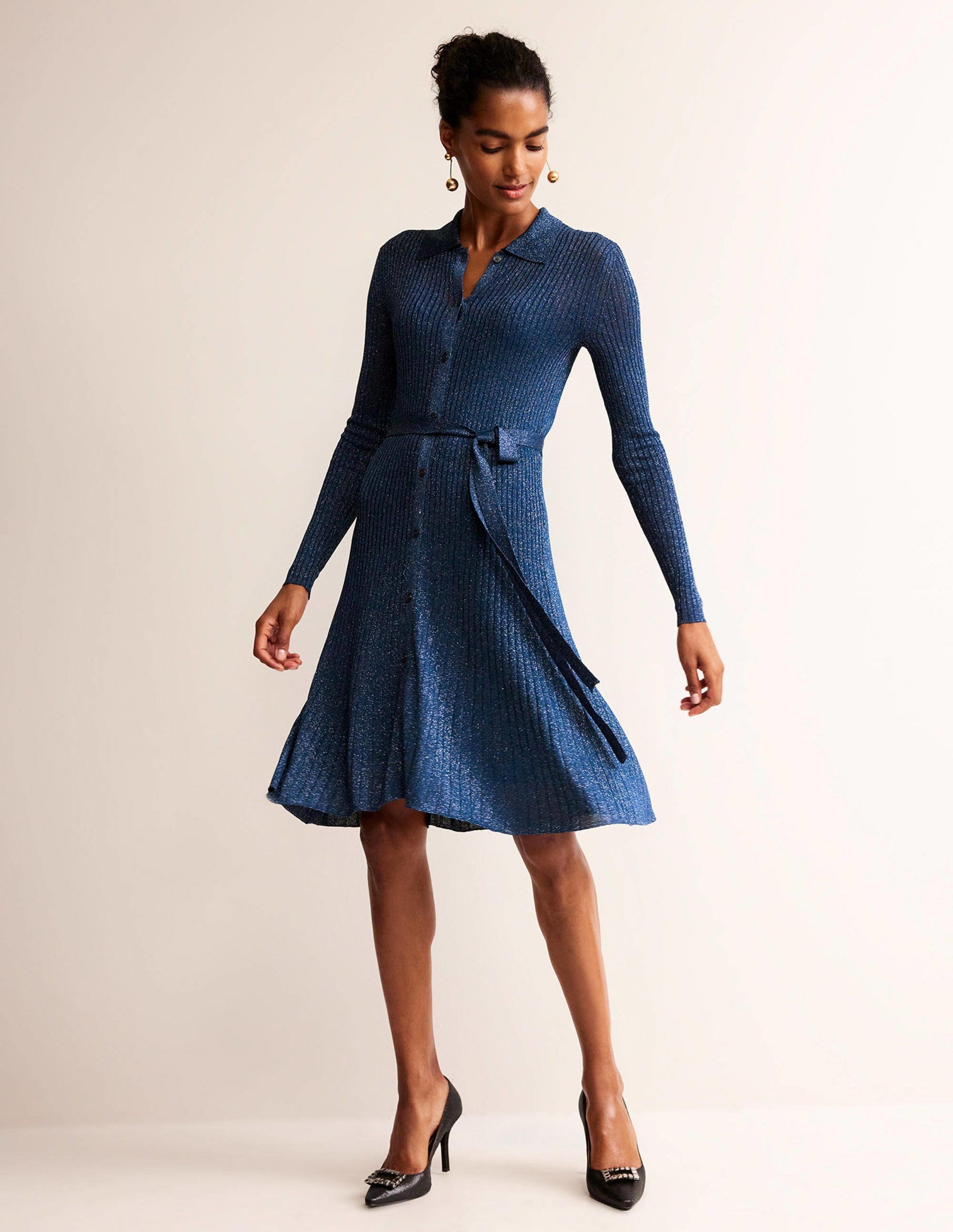Robe Faye étincelante en maille-Bleu Atlantique-4
