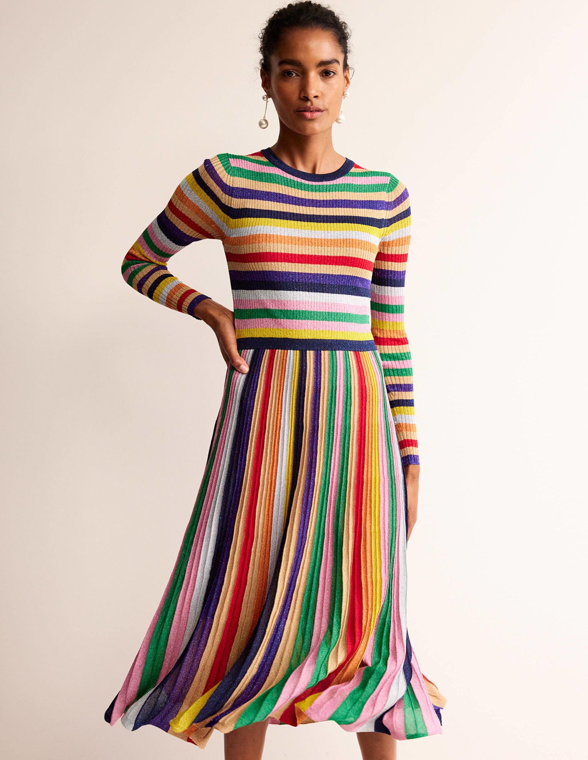 Metallic-Kleid aus Rippstrick-Bunt - Image 4