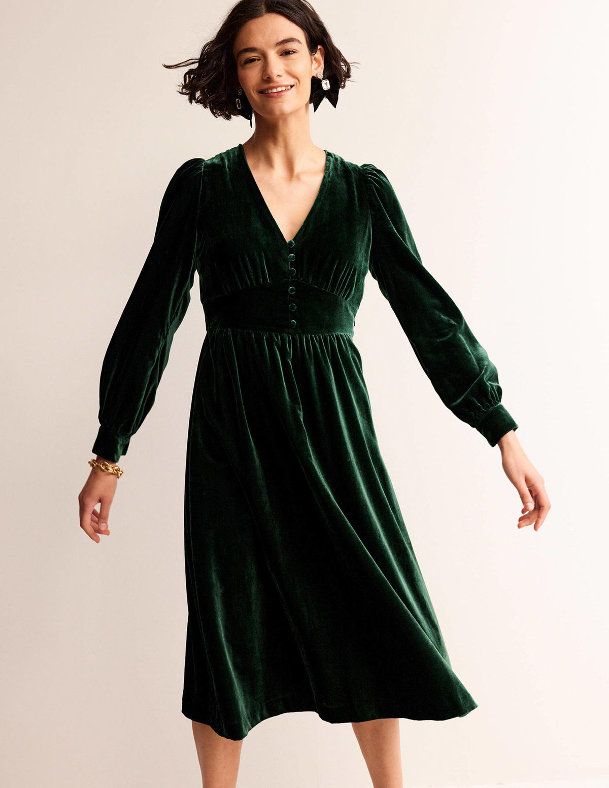 Elise Edelstein-Midikleid aus Samt-Chatsworth-Grün-4