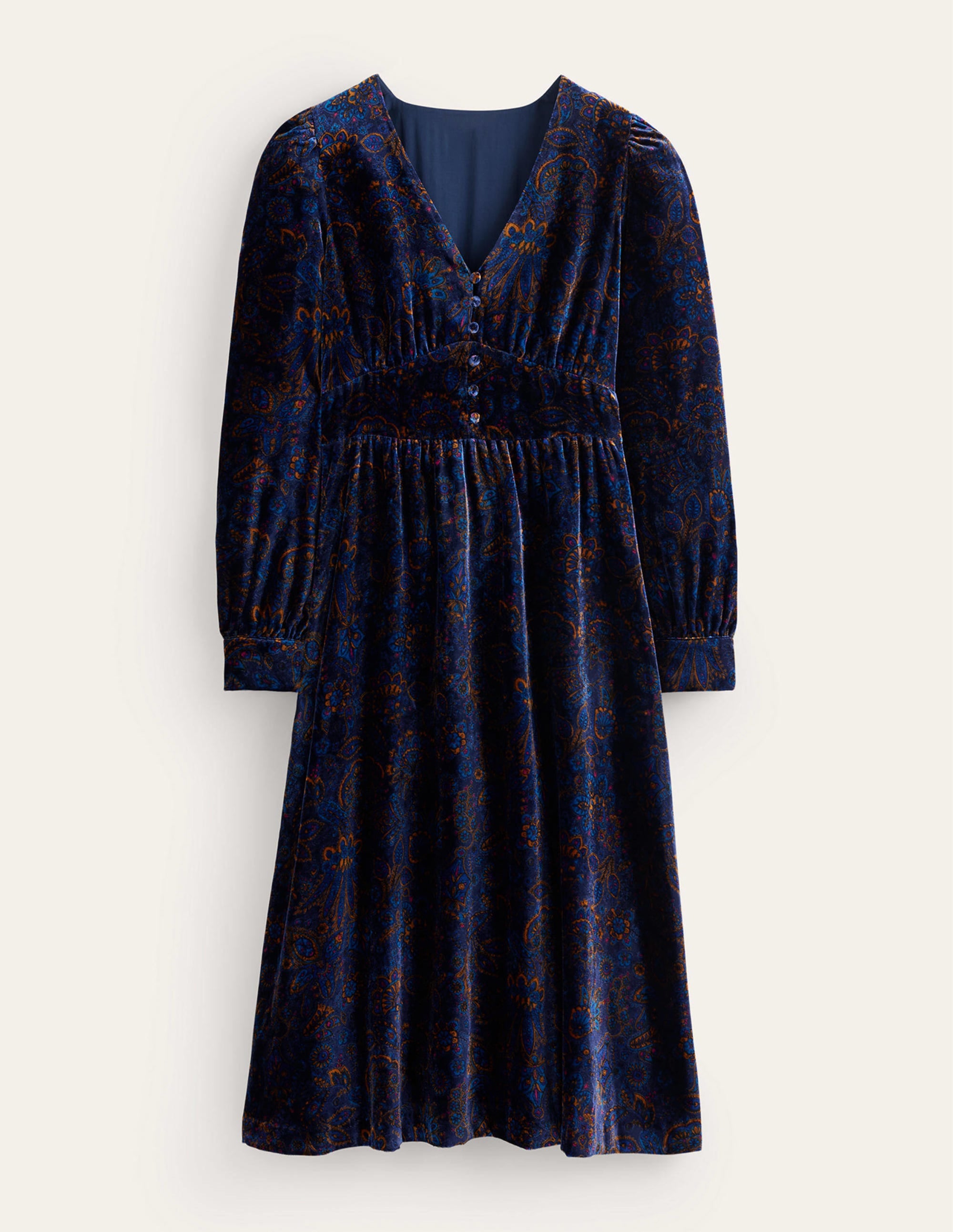Elise Edelstein-Midikleid aus Samt-Französisches Marineblau, Azaleenblüte - Image 5