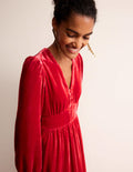 Elise Edelstein-Midikleid aus Samt-Rot