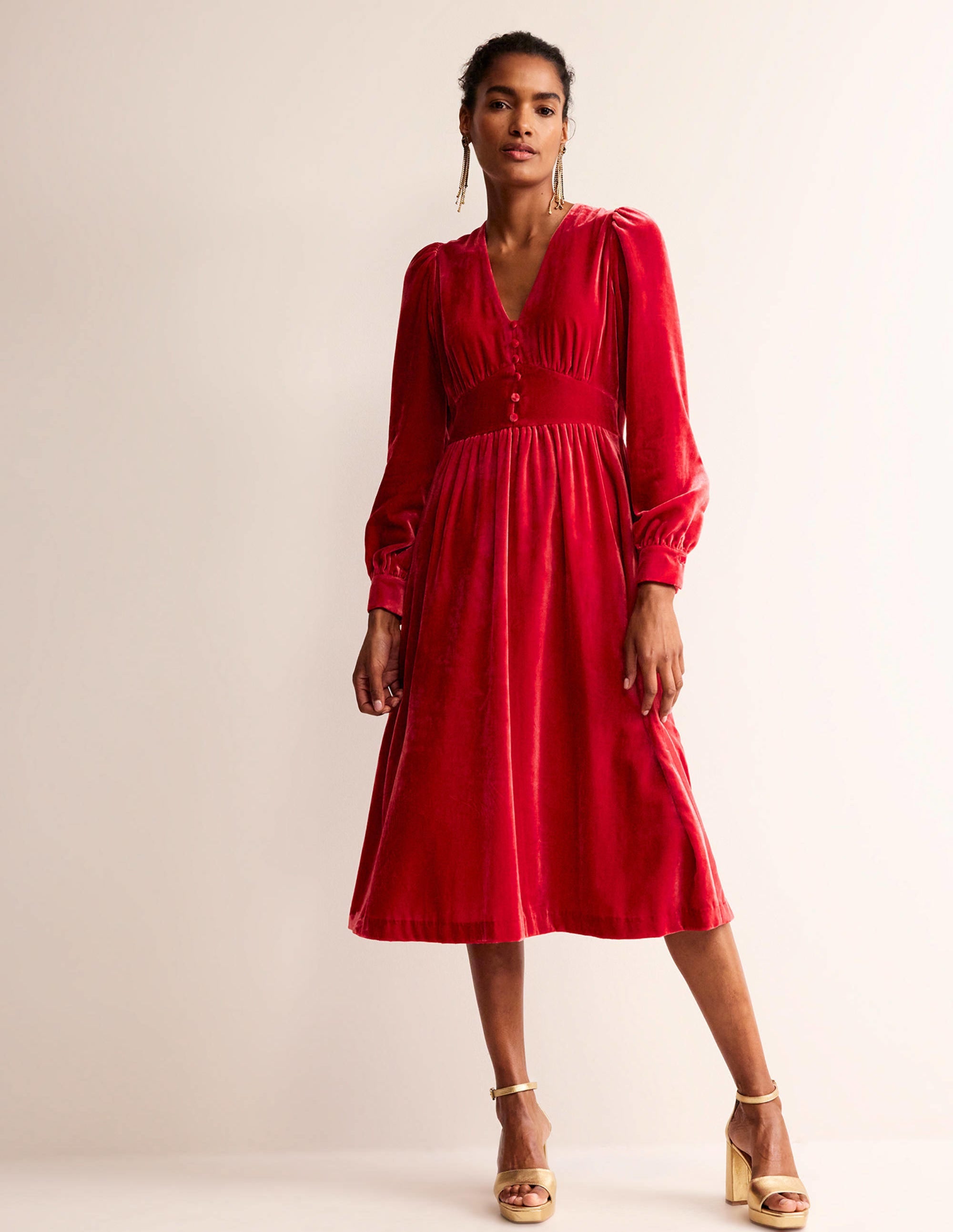 Elise Edelstein-Midikleid aus Samt-Rot - Image 2