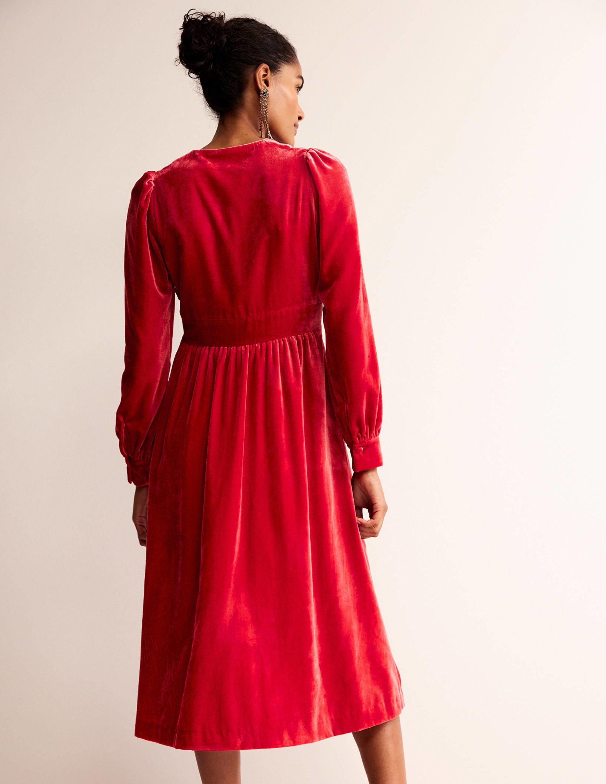 Elise Edelstein-Midikleid aus Samt-Rot - Image 3