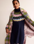 Edith Fair-Isle-Strickkleid-Marineblau