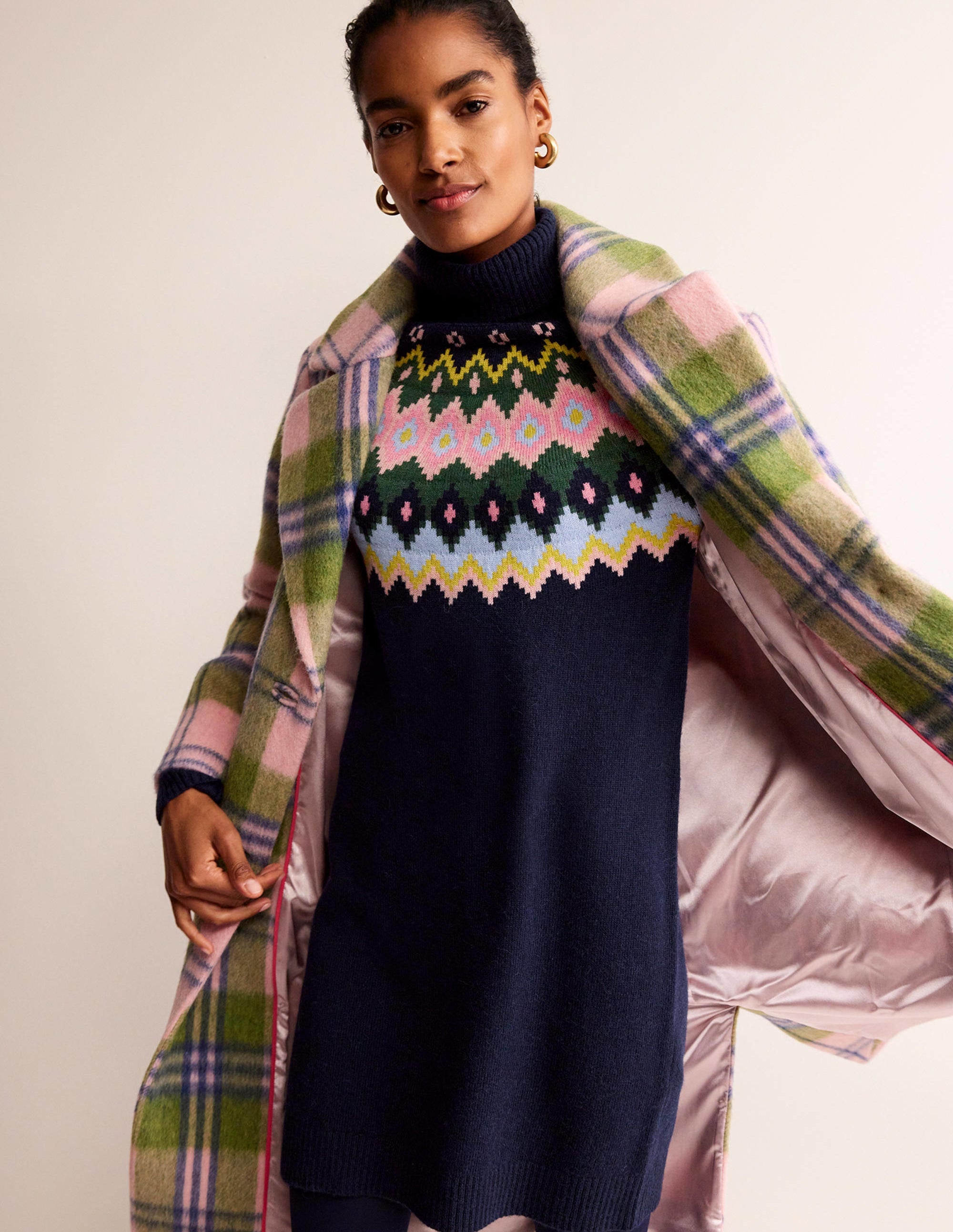 Edith Fair-Isle-Strickkleid-Marineblau - Image 1