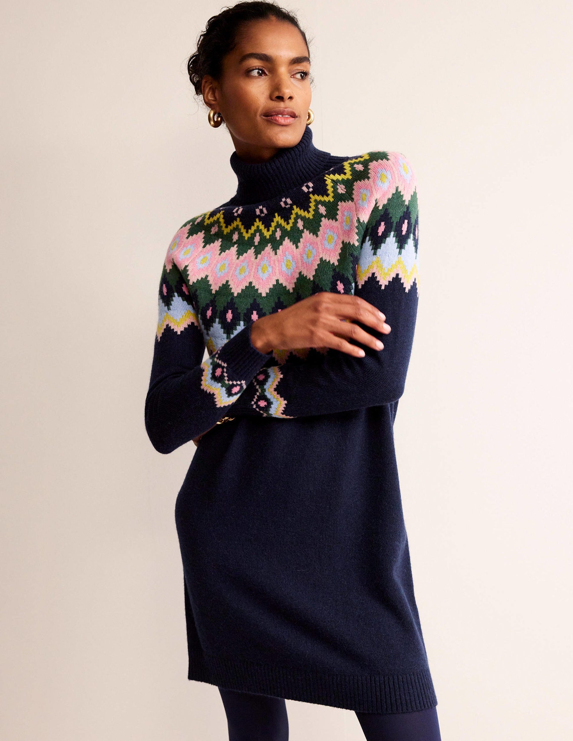 Edith Fair-Isle-Strickkleid-Marineblau-2