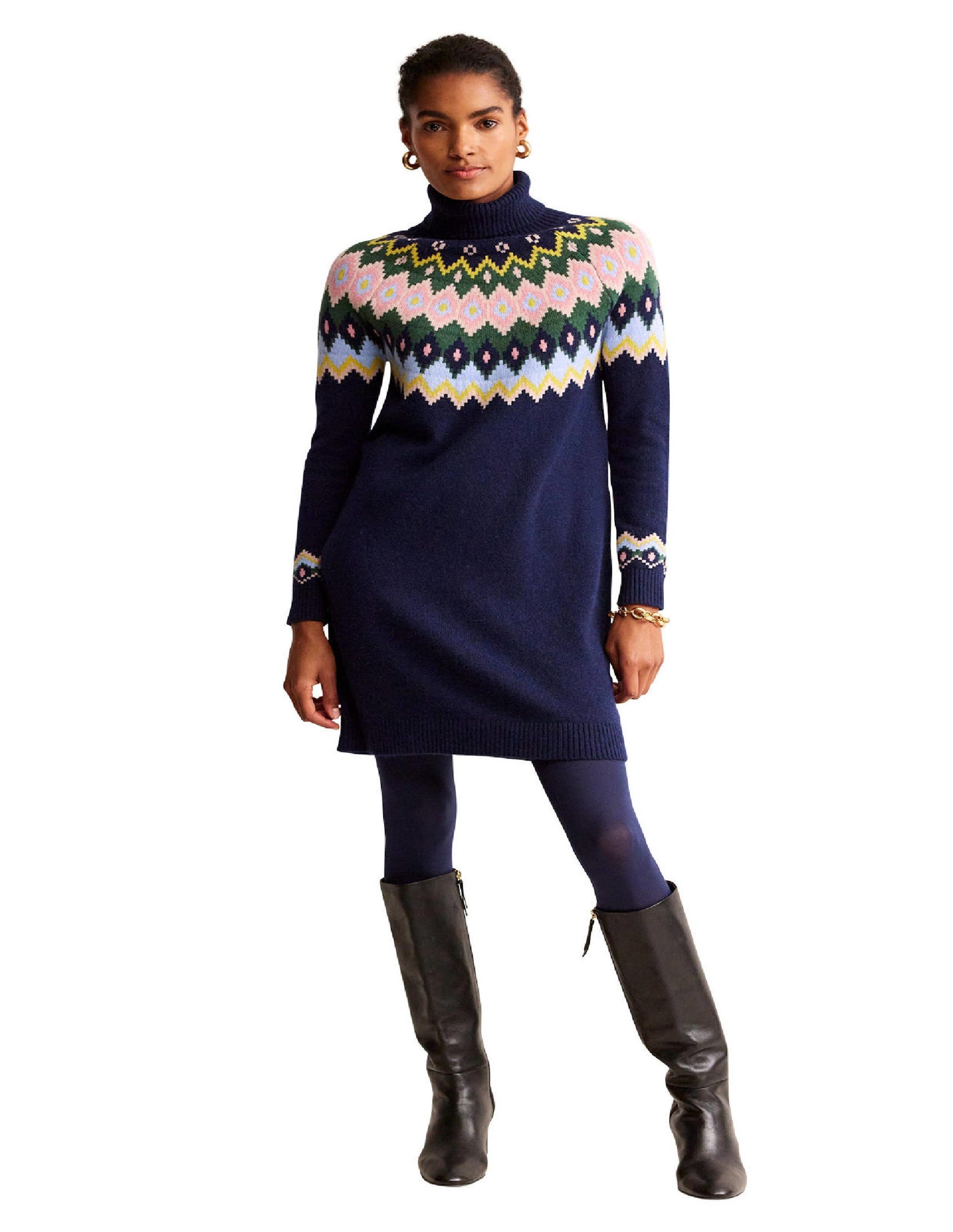 Edith Fair-Isle-Strickkleid-Marineblau-5