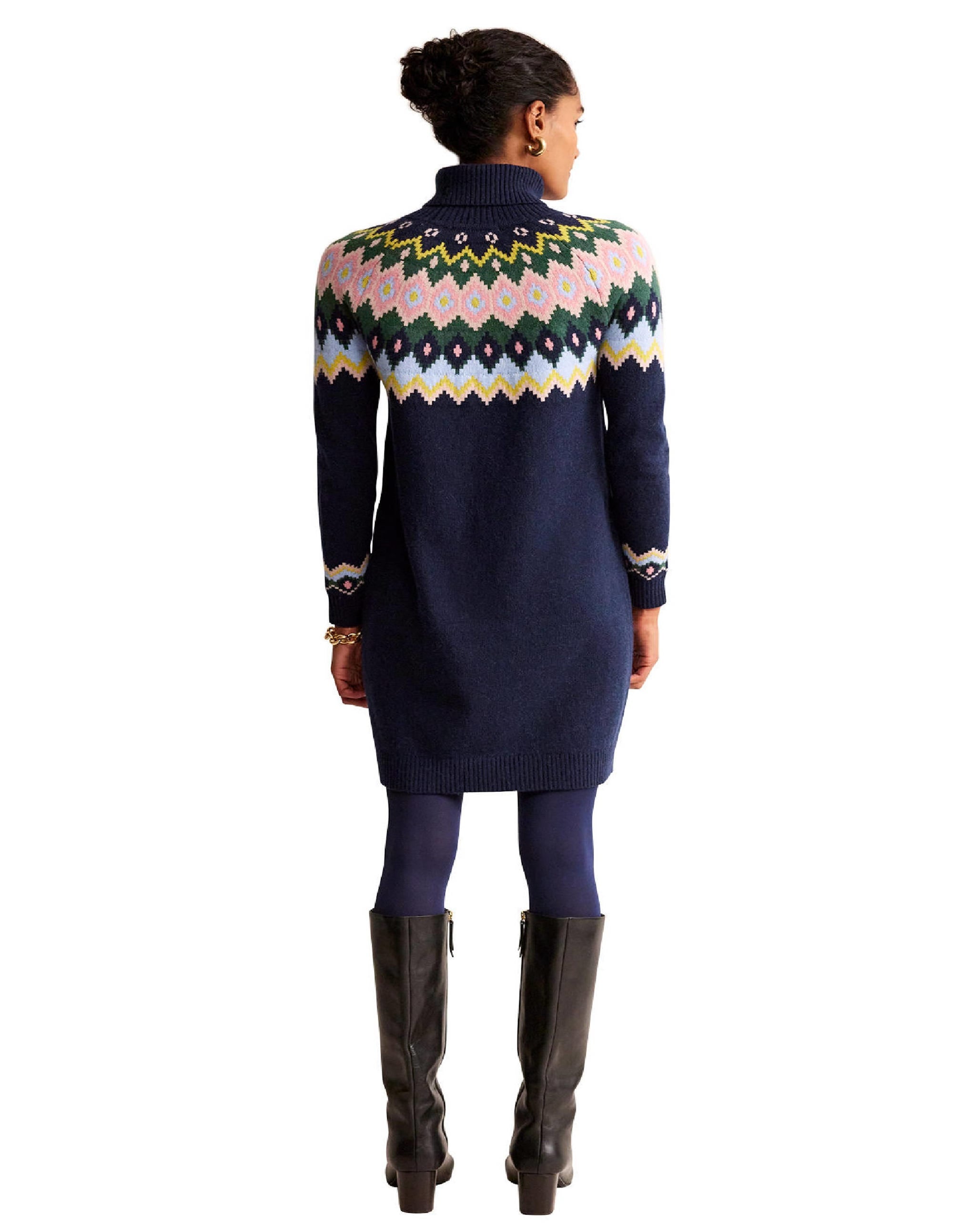 Edith Fair-Isle-Strickkleid-Marineblau - Image 6
