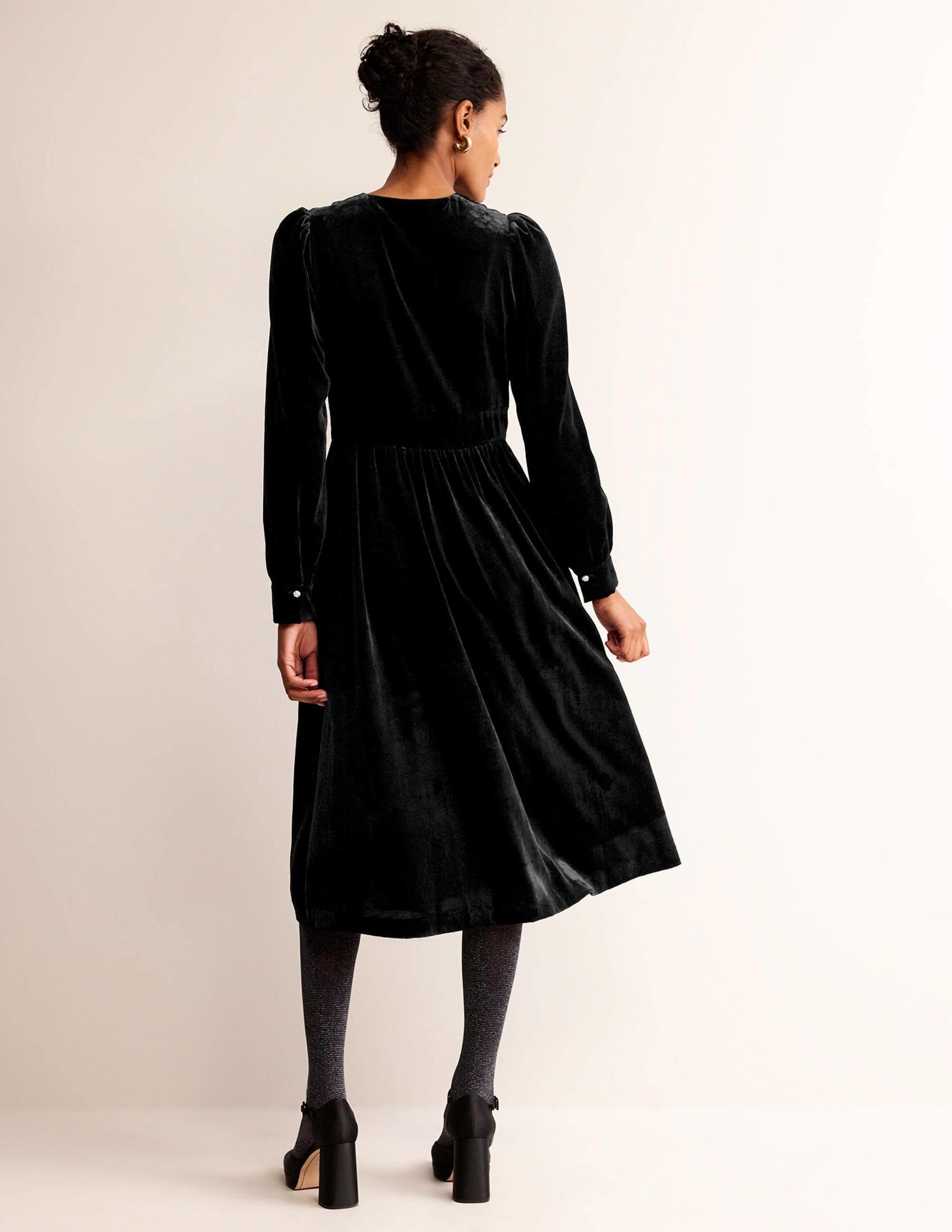 Elise Midikleid aus Samt mit Schmucksteinen-Schwarz - Image 3