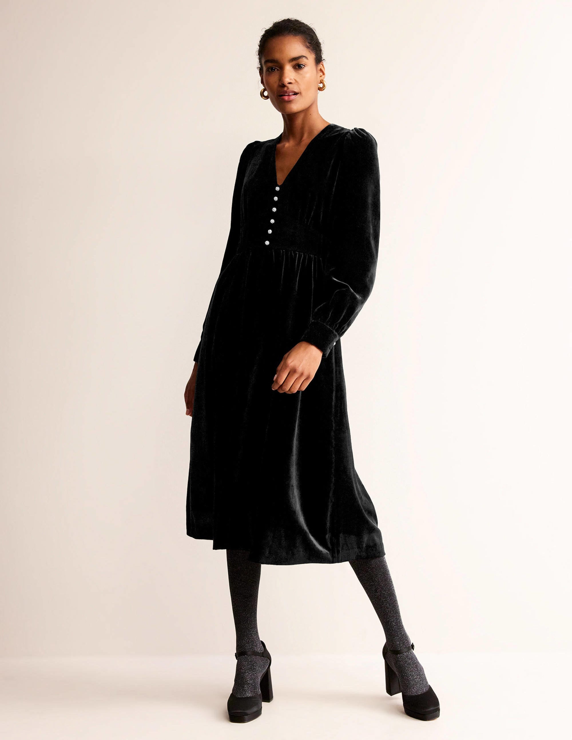 Elise Midikleid aus Samt mit Schmucksteinen-Schwarz - Image 4