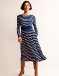 Thea Long Sleeve Midi Dress-Surf The Web, Diamond Terrace