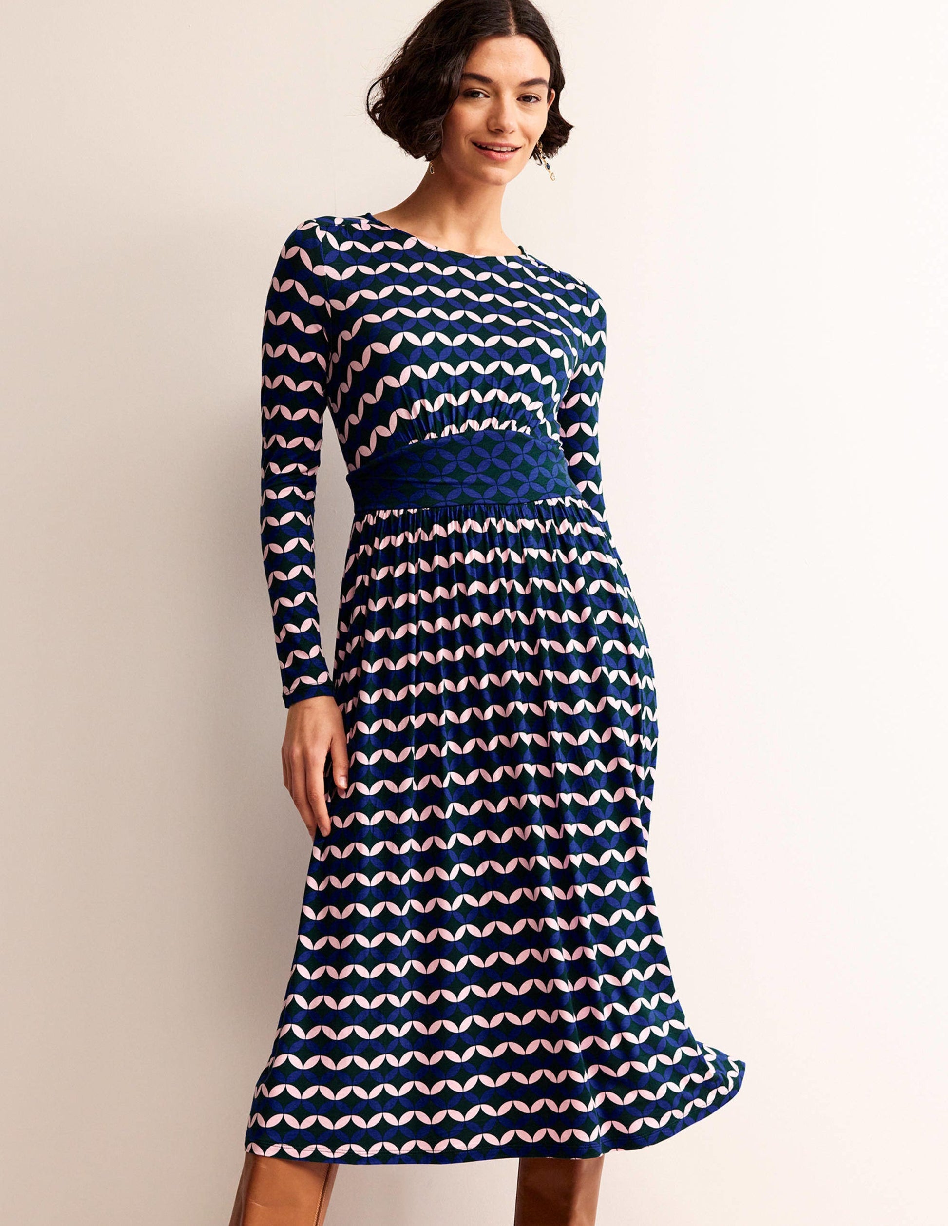 Thea Long Sleeve Midi Dress-Surf The Web, Diamond Terrace-4