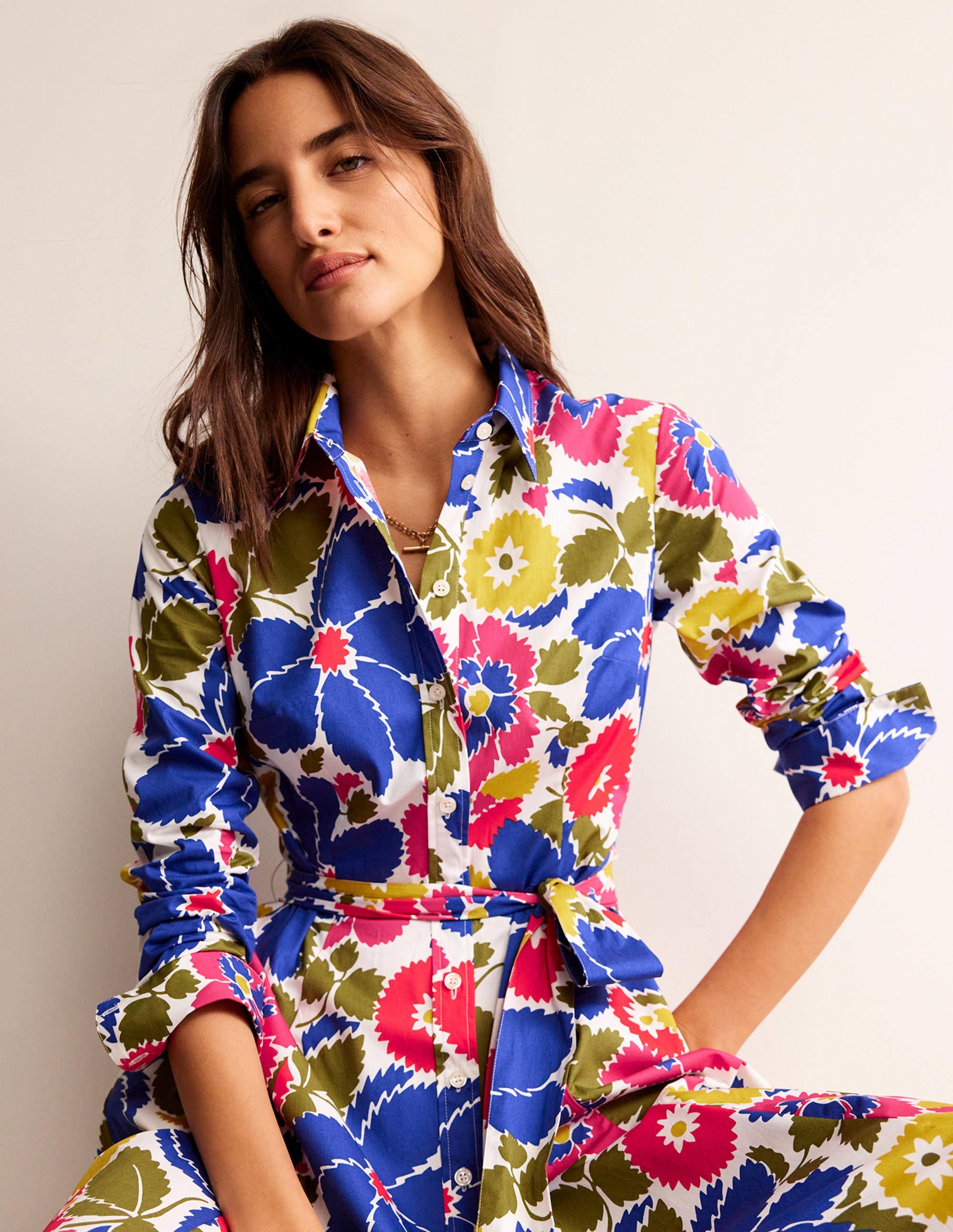 Robe-chemise midi Amy en coton-Multi, motif Bloomsbury Pop - Image 2