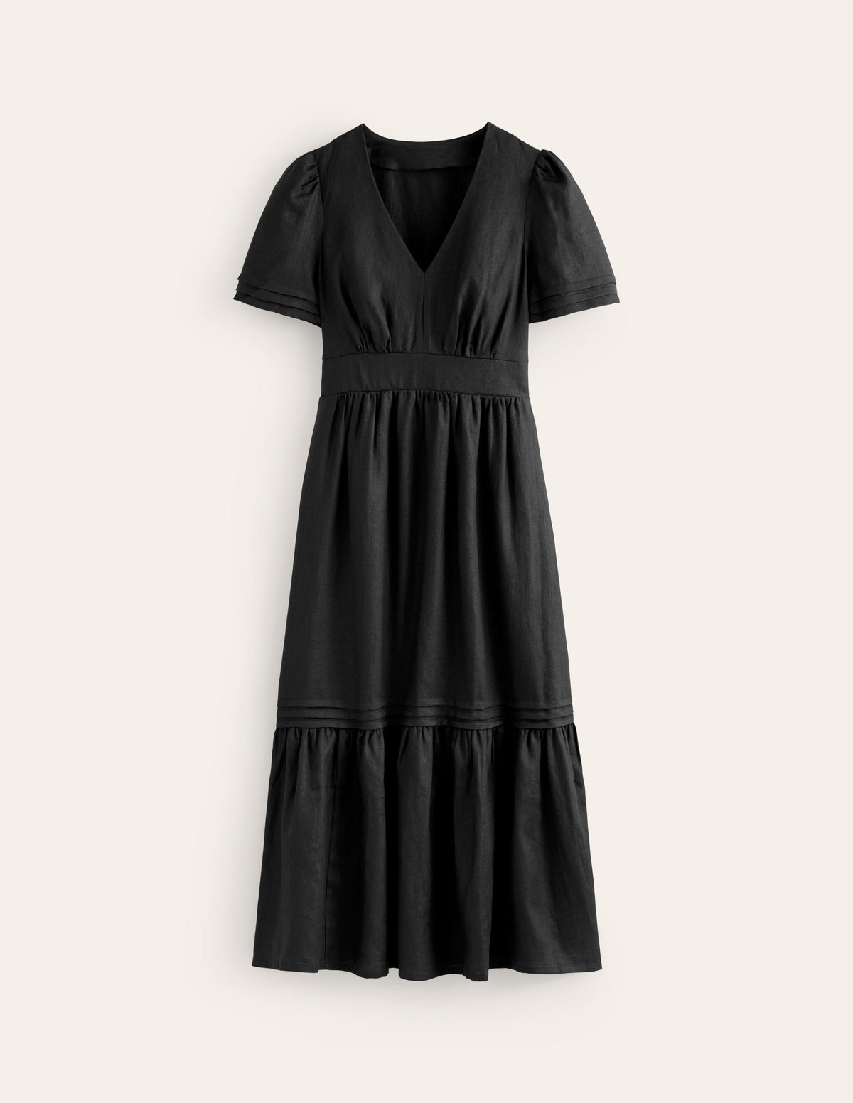 Eve Midikleid aus Leinen-Schwarz - Image 5