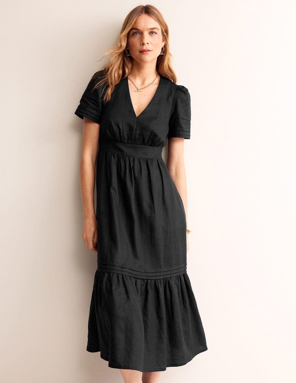 Eve Midikleid aus Leinen-Schwarz - Image 4