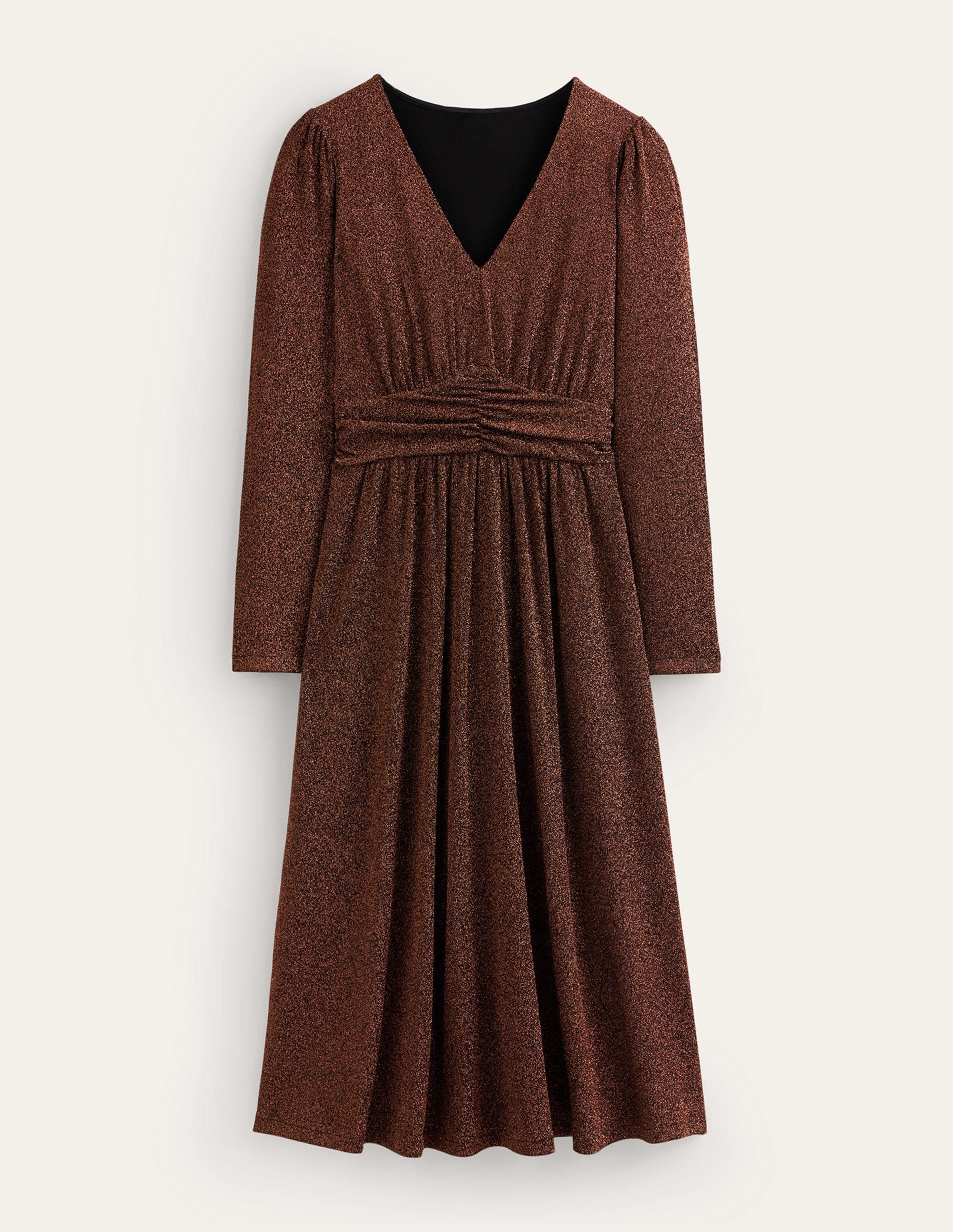 Midikleid mit Raffung und Glitzer-Kupferrot - Image 5