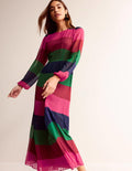 Robe longue colourblock-Rayé multi