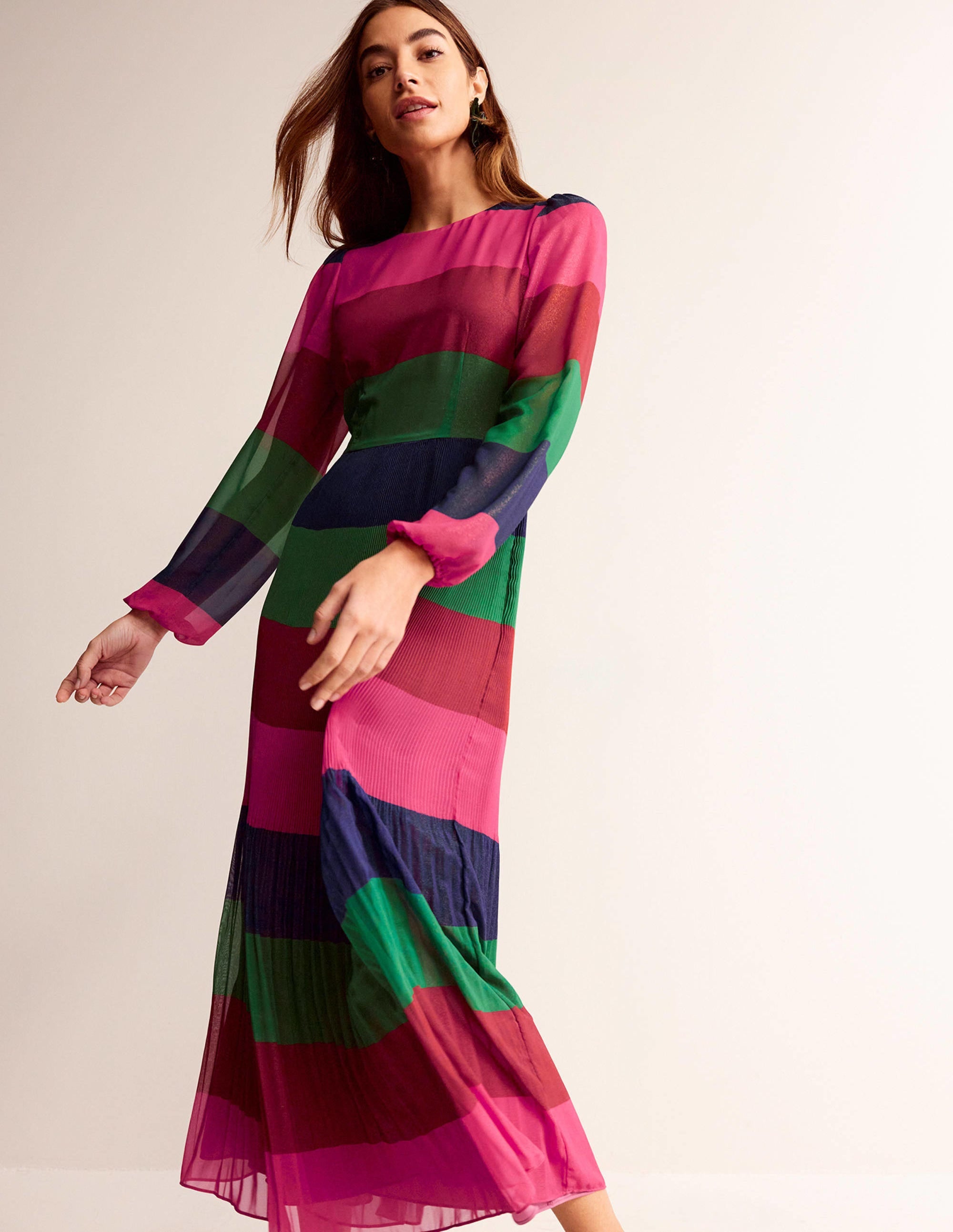 Robe longue colourblock-Rayé multi - Image 1