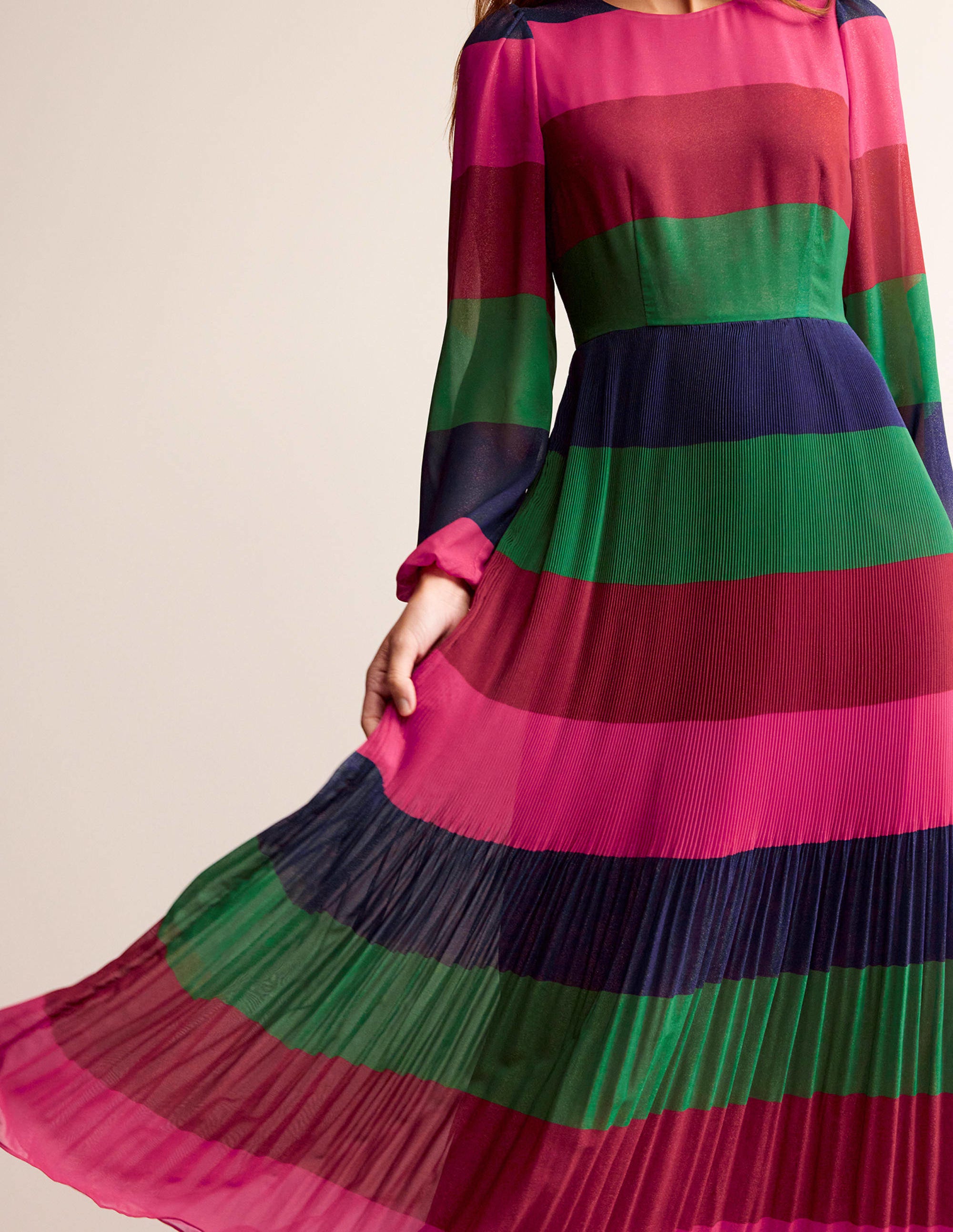 Robe longue colourblock-Rayé multi - Image 2