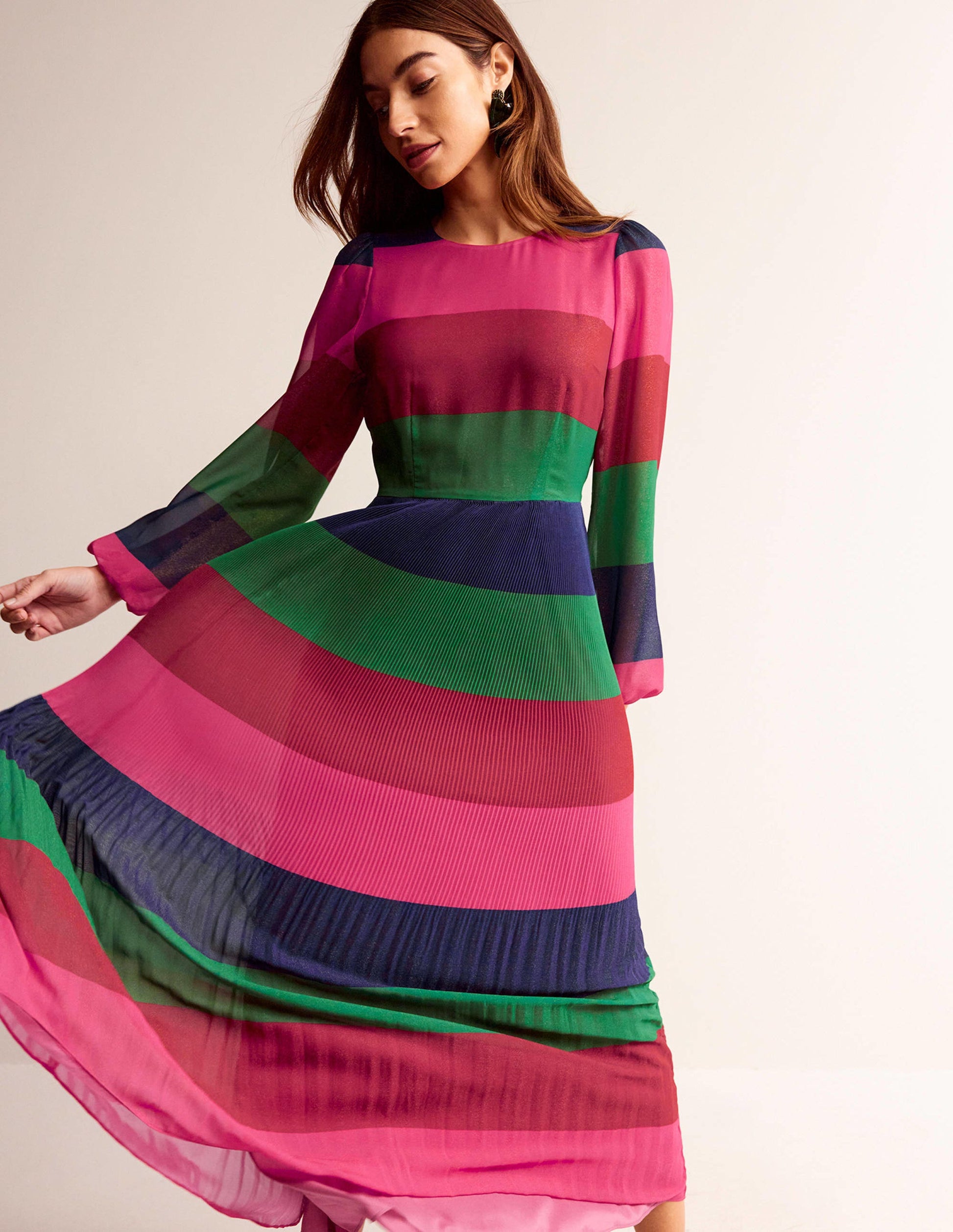 Robe longue colourblock-Rayé multi-4